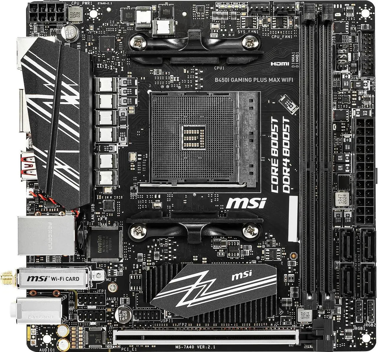MSI B450I GAMING PLUS MAX WIFI AM4 AMD B450 Mini ITX AMD Motherboard MSI B450I GAMING PLUS MAX WIFI AM4 AMD B450 Mini ITX AMD Motherboard