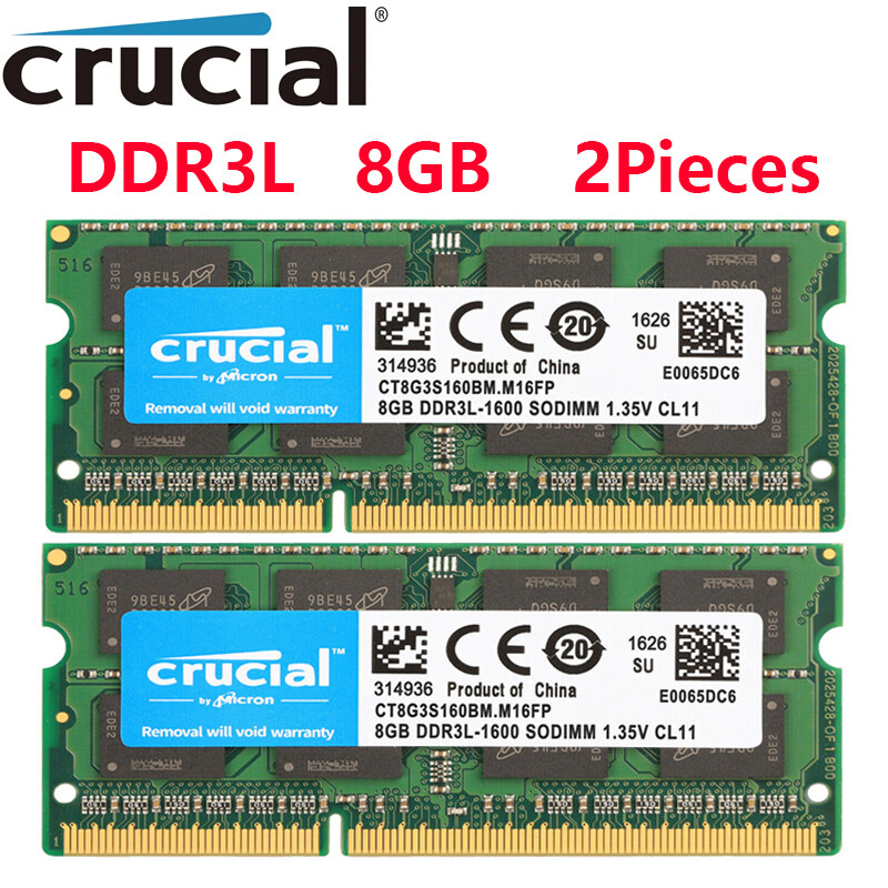 Crucial DDR3L 1600MHz 16GB(2 x 8GB) SODIMM RAM PC3L-12800 2Rx8 Laptop Memory Crucial DDR3L 1600MHz 16GB(2 x 8GB) SODIMM RAM PC3L-12800 2Rx8 Laptop Memory
