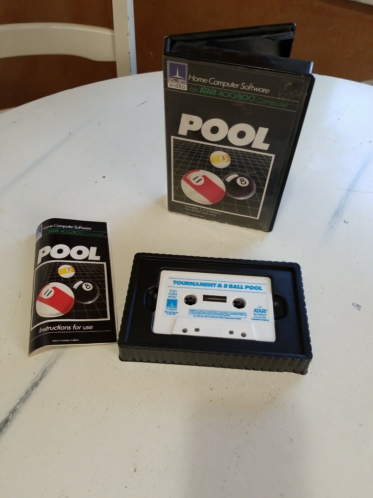 Vintage Atari 400/800 POOL Cassette Home Computer Sortware (Thorn EMI Video) 