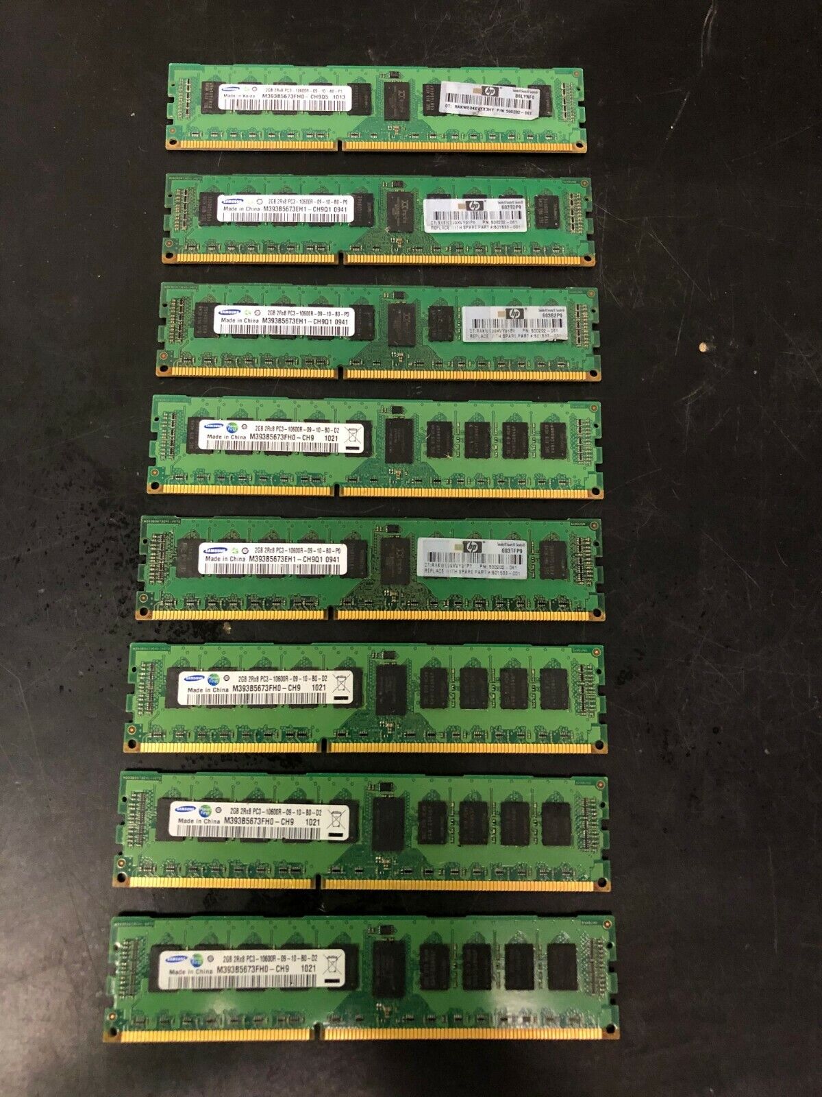 Lot of 8 Samsung 2GB 2Rx8 PC3-10600R DDR3 Mixed Server Memory 