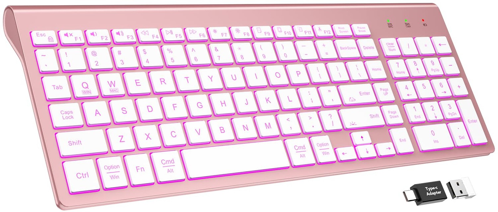 SABLUTE Wireless Keyboard with 7 Colored Backlits, Rechargeable Silent Compac...