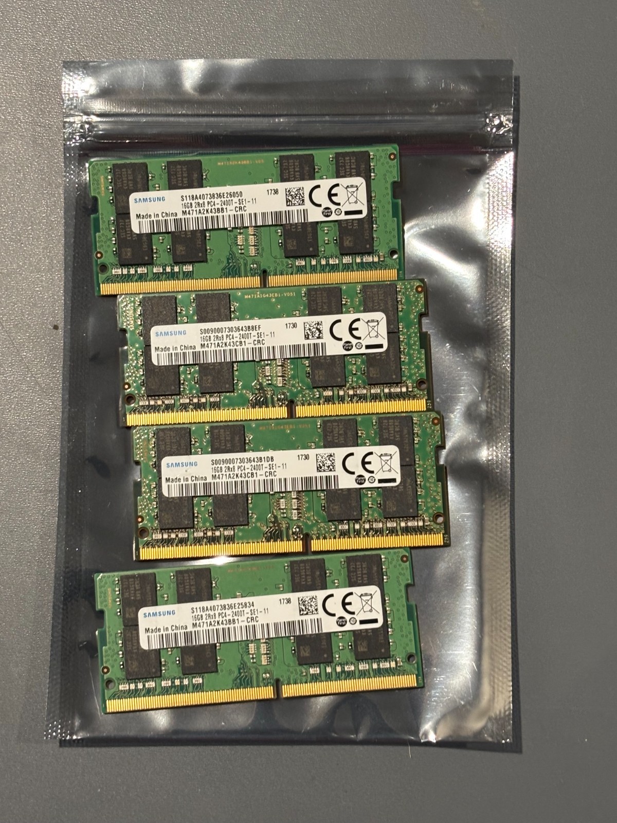 Samsung 64 gb ddr4 sodimm (16 GB x4 ) PC4 Tested Samsung 64 gb ddr4 sodimm (16 GB x4 ) PC4 Tested