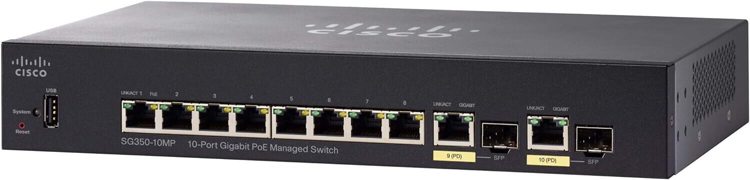 Cisco SG350-10MP-K9-NA Systems 10mp 10-port Gigabit Managed Switch