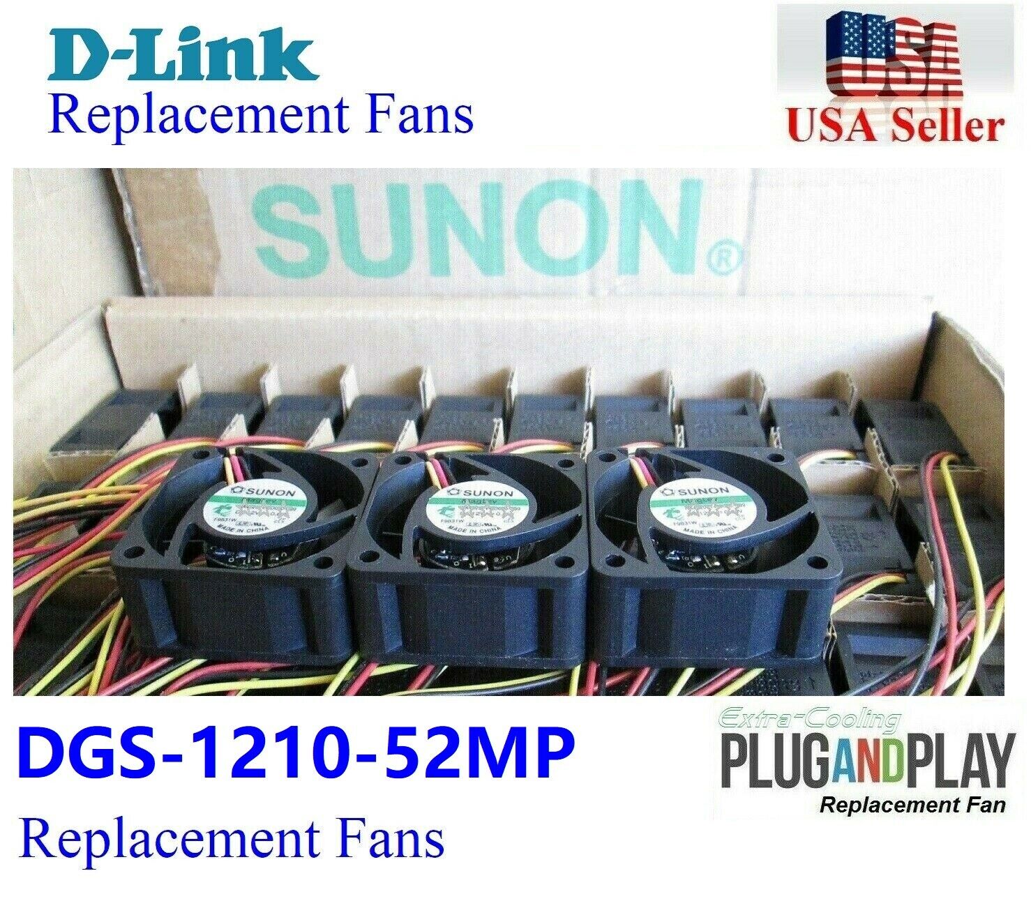 Set of 3x Quiet Version Replacement fans for D-Link DGS-1210-52MP