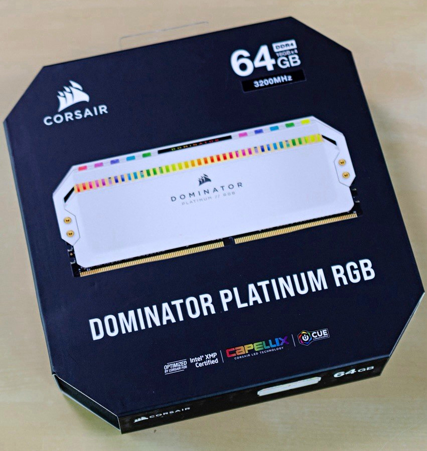 Corsair Dominator Platinum RGB White 64GB (4x16GB) DDR4 3200MHz DIMM RAM Corsair Dominator Platinum RGB White 64GB (4x16GB) DDR4 3200MHz DIMM RAM