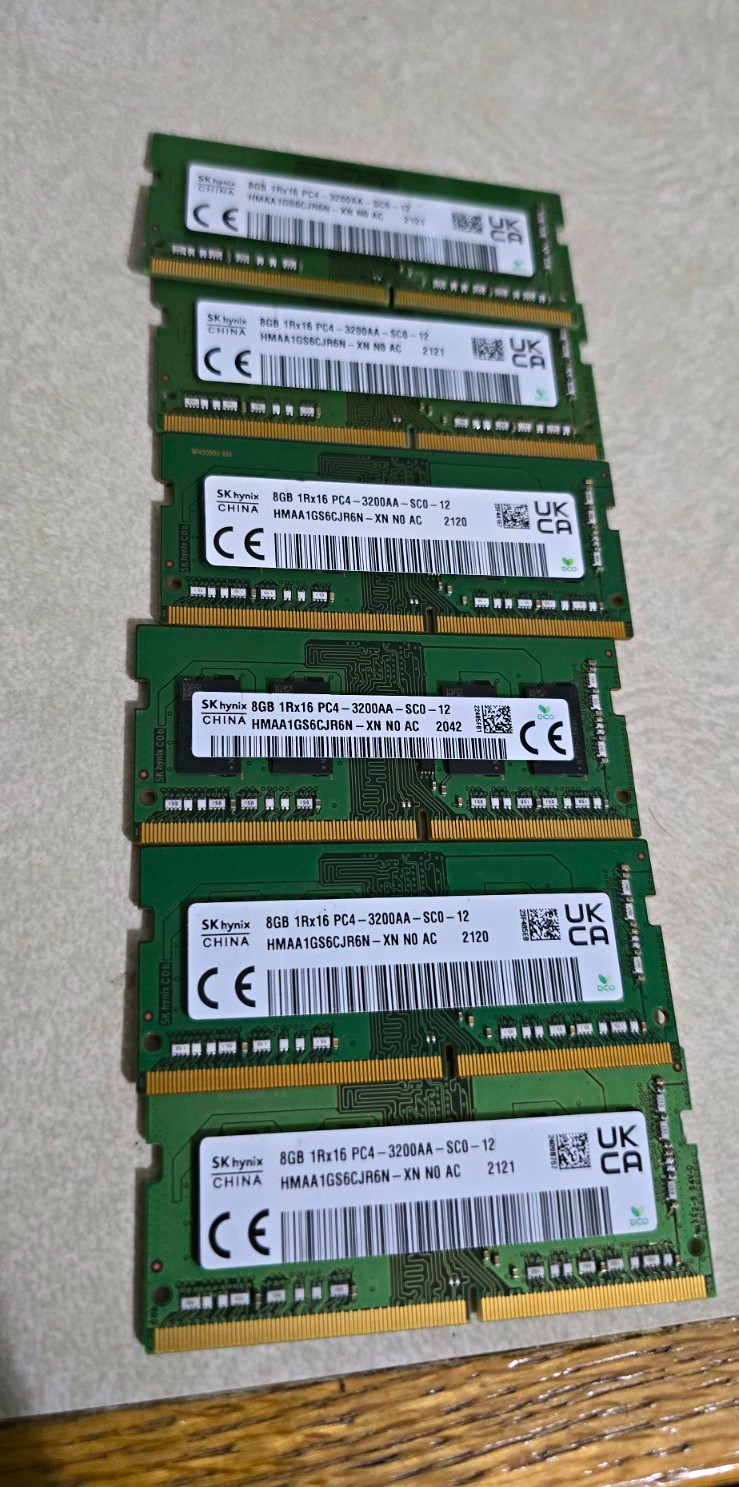 SK hynix 48GB (6x8GB) DDR4 SO-DIMM PC4-3200AA 260-Pin Non-ECC RAM SK hynix 48GB (6x8GB) DDR4 SO-DIMM PC4-3200AA 260-Pin Non-ECC RAM
