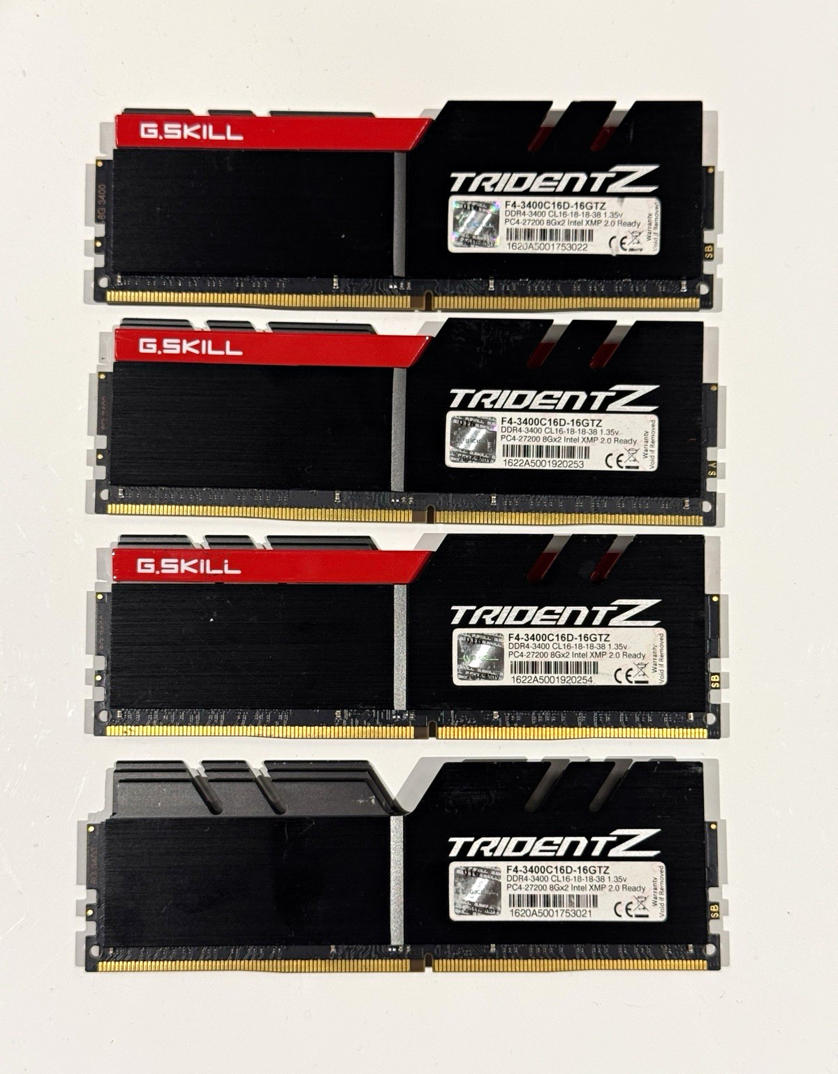 G.SKILL Trident Z 32GB (4x8GB) DDR4-3400 DIMM RAM F4-3400C16D-16GTZ G.SKILL Trident Z 32GB (4x8GB) DDR4-3400 DIMM RAM F4-3400C16D-16GTZ