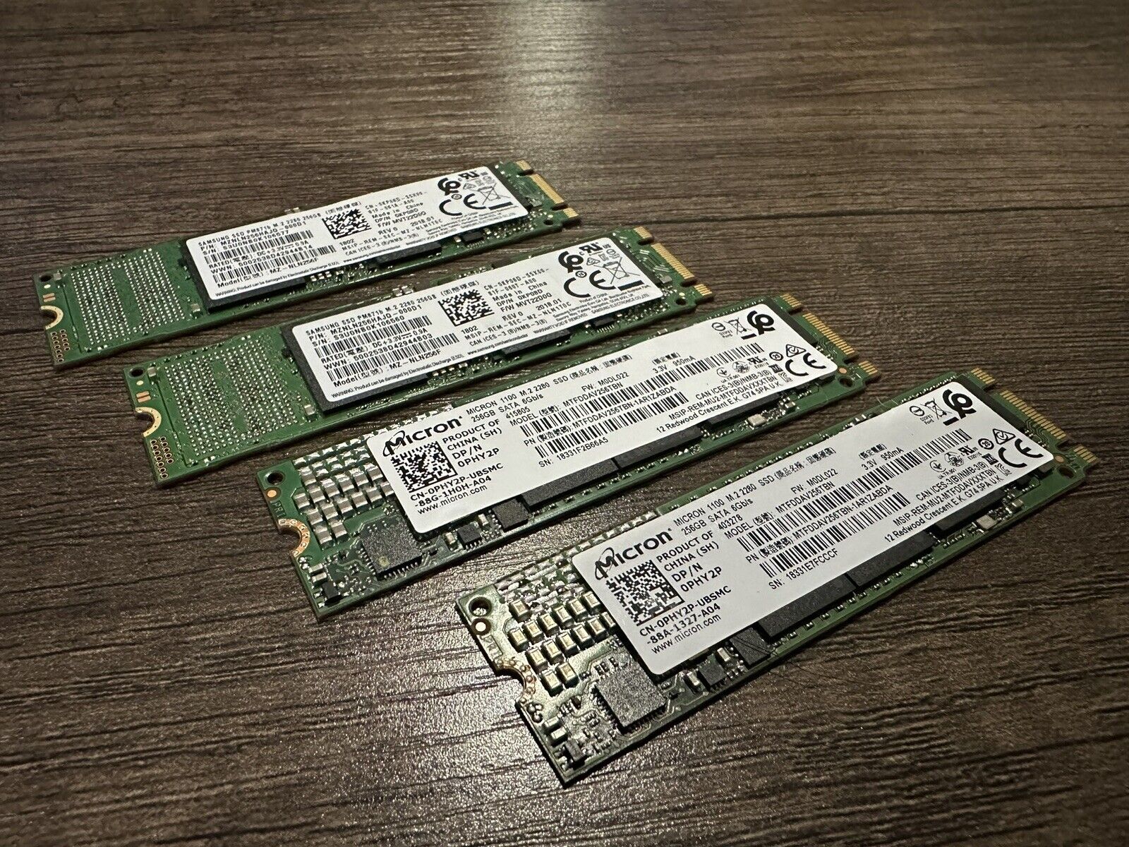 MICRON & SAMSUNG 256GB M.2 2280 PCIe SSD Solid State Drives (Set of 4)