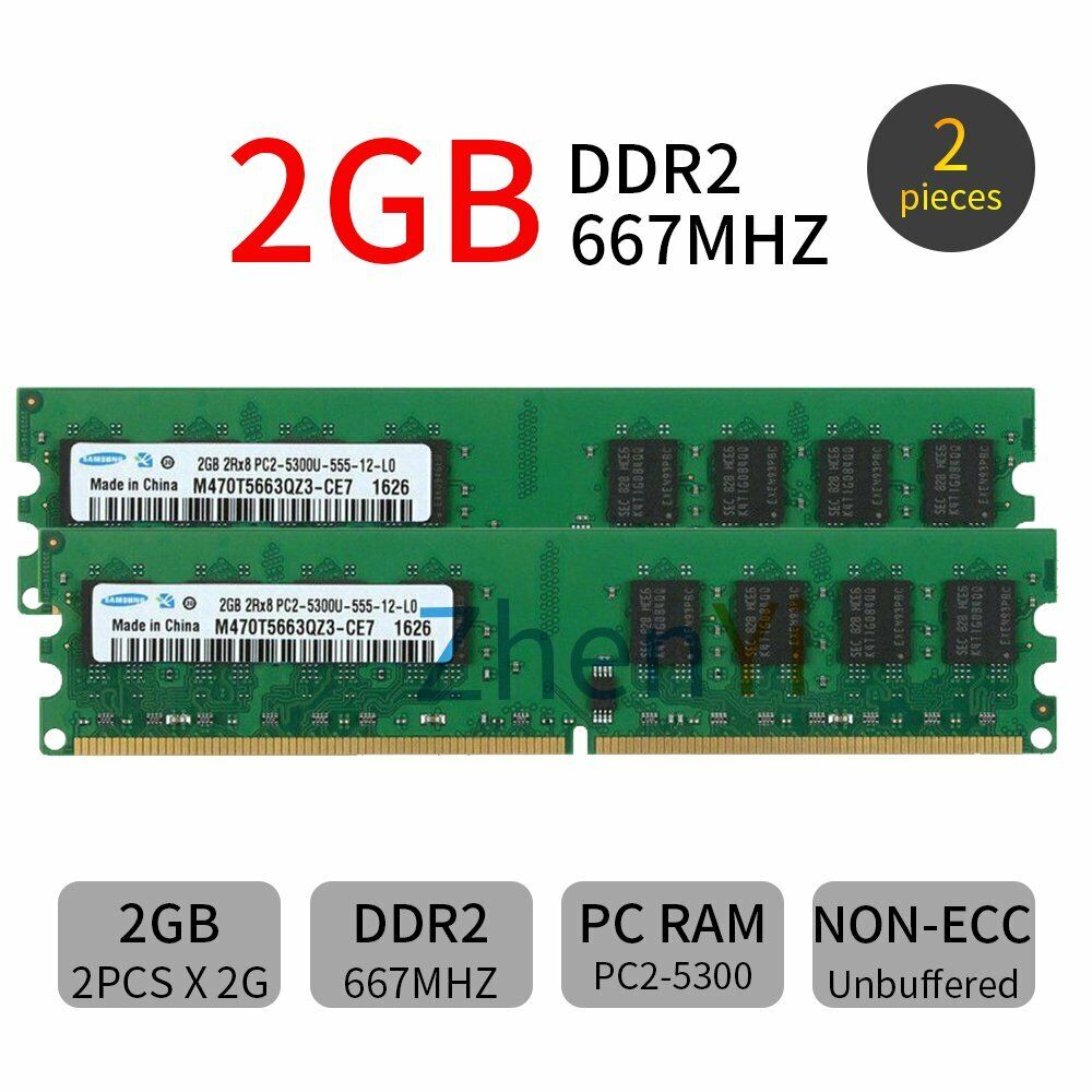 Samsung 16GB 8GB 4GB 2GB DDR2 667Mhz PC2-5300U DIMM Desktop Memory SDRAM LOT BT
