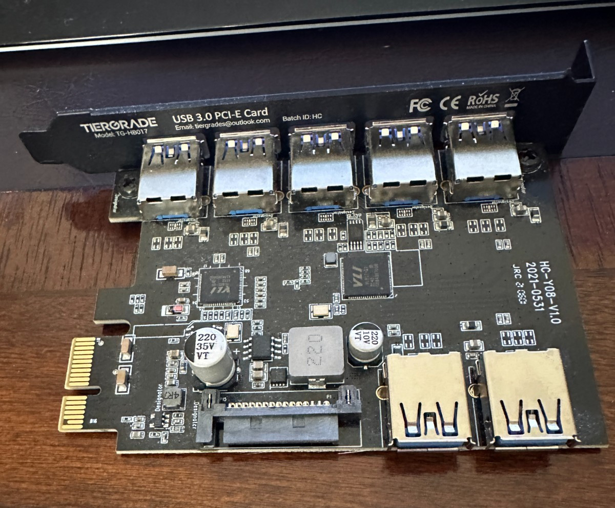 Tiergrade TG-HB07 USB 3.0 PCI-E Expansion Card 7 Port Desktop Adapter