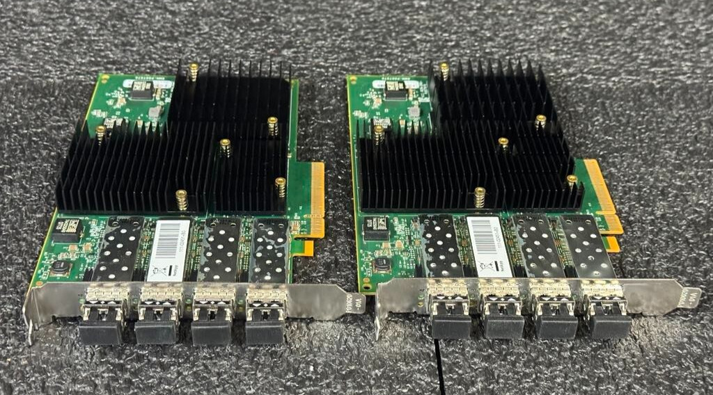 Lot of 2 NetApp 111-02451 4 Port 16GB FC SFP PCIE HBA 111-02451+B0 Fibre Channel Lot of 2 NetApp 111-02451 4 Port 16GB FC SFP PCIE HBA 111-02451+B0 Fibre Channel