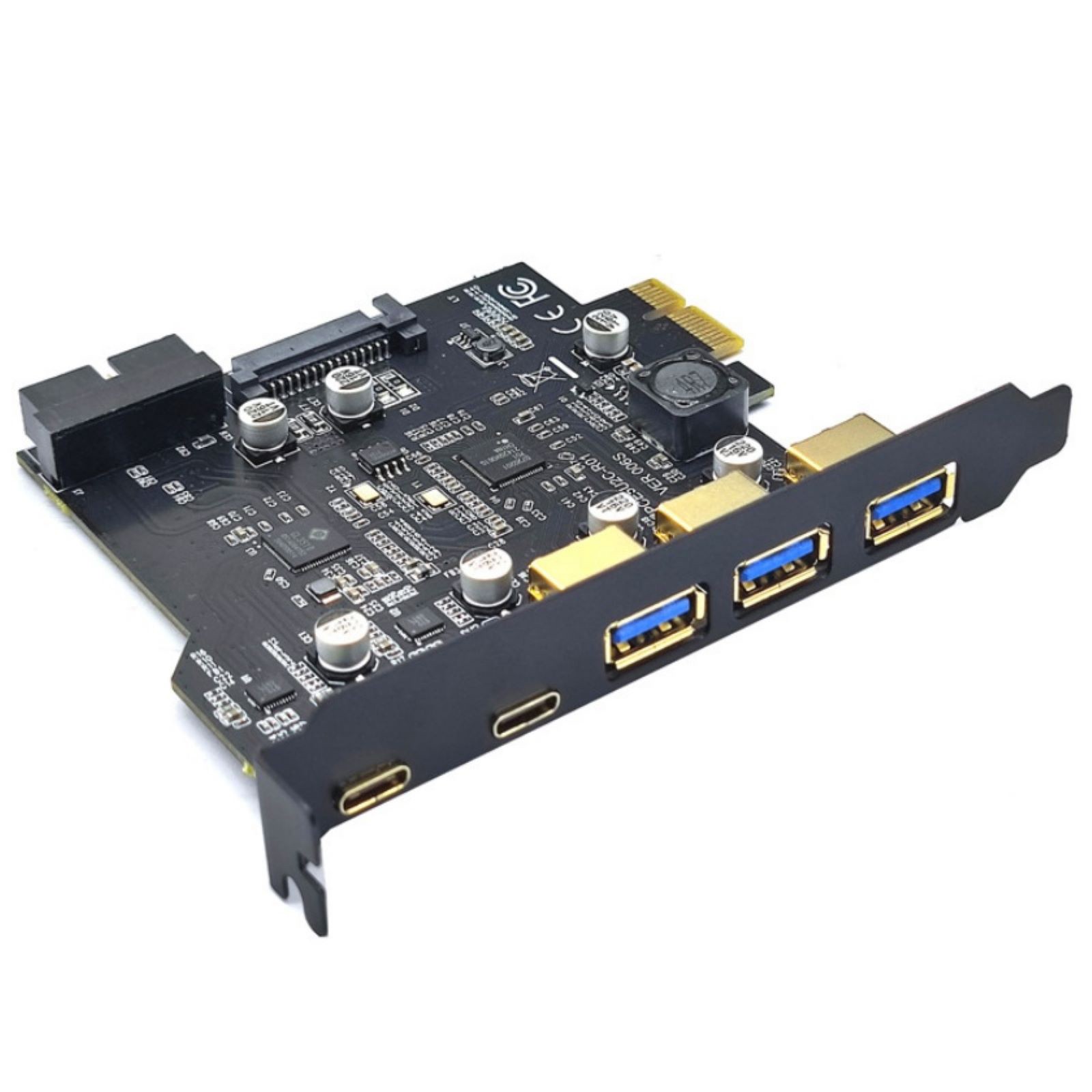 USB 3.2 GEN1 PCIE Expansion Card 5-Port 2*Type-C 3*USB-A 19-Pin Adapter 5Gbps USB 3.2 GEN1 PCIE Expansion Card 5-Port 2*Type-C 3*USB-A 19-Pin Adapter 5Gbps
