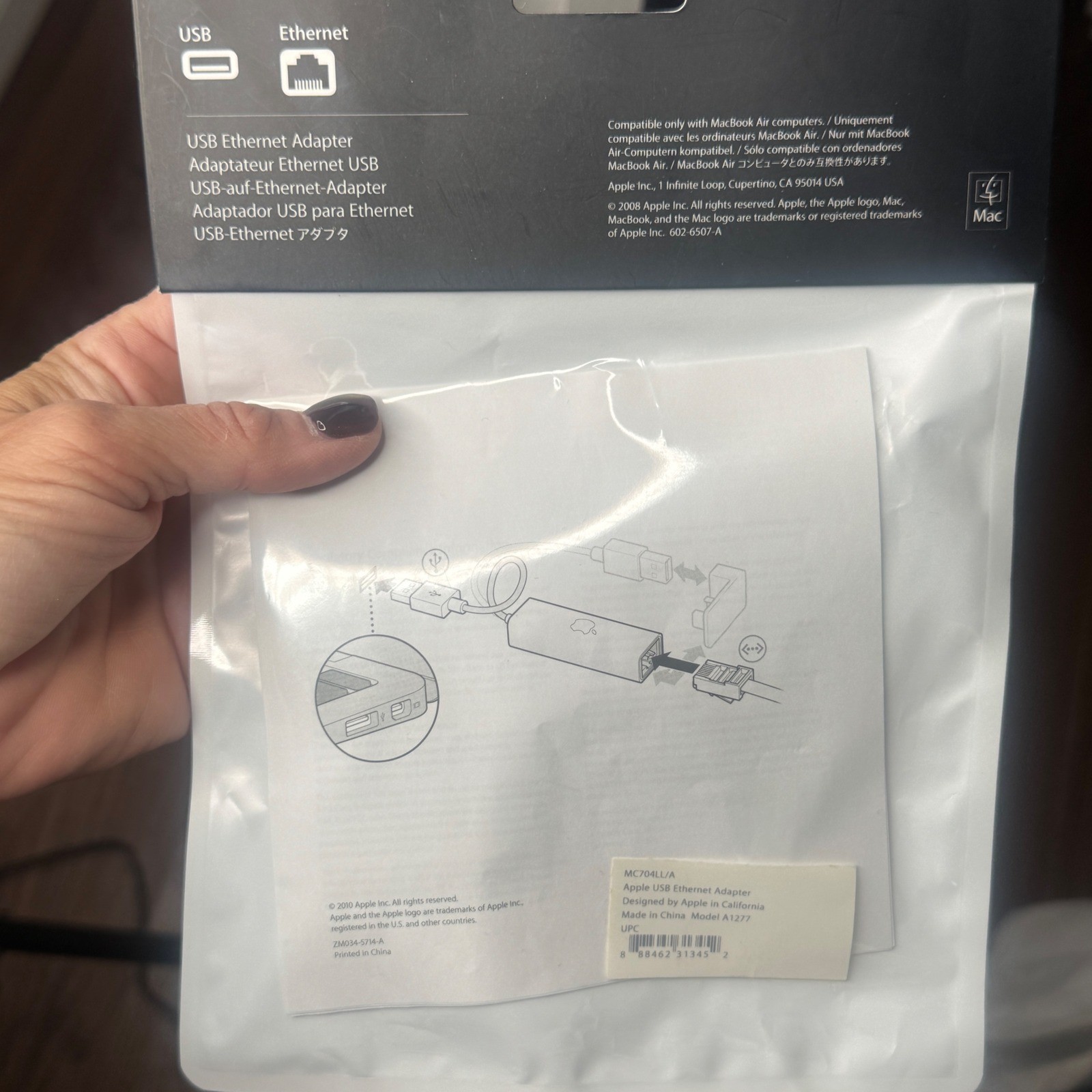 Apple USB Ethernet Adapter MC704LL/A A1277 White Genuine Mac LAN Dongle Apple USB Ethernet Adapter MC704LL/A A1277 White Genuine Mac LAN Dongle