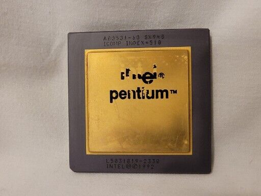 Vintage 1992 Intel Pentium 60 MHz CPU P60 A80501-60 SX948 Gold Top Processor #1
