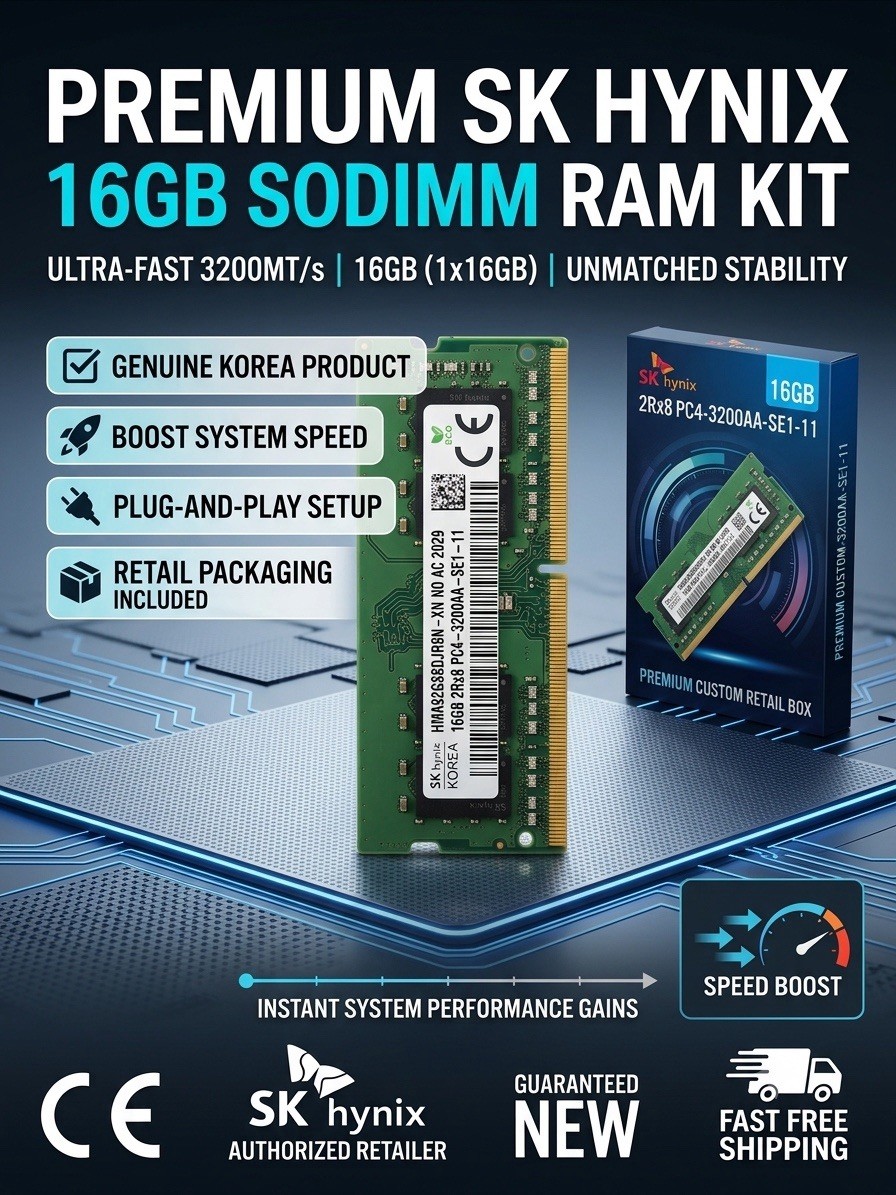 SK hynix 16GB DDR4-3200 PC4-3200AA 260-Pin SO-DIMM HMA82GS6DJR8N-XN SK hynix 16GB DDR4-3200 PC4-3200AA 260-Pin SO-DIMM HMA82GS6DJR8N-XN
