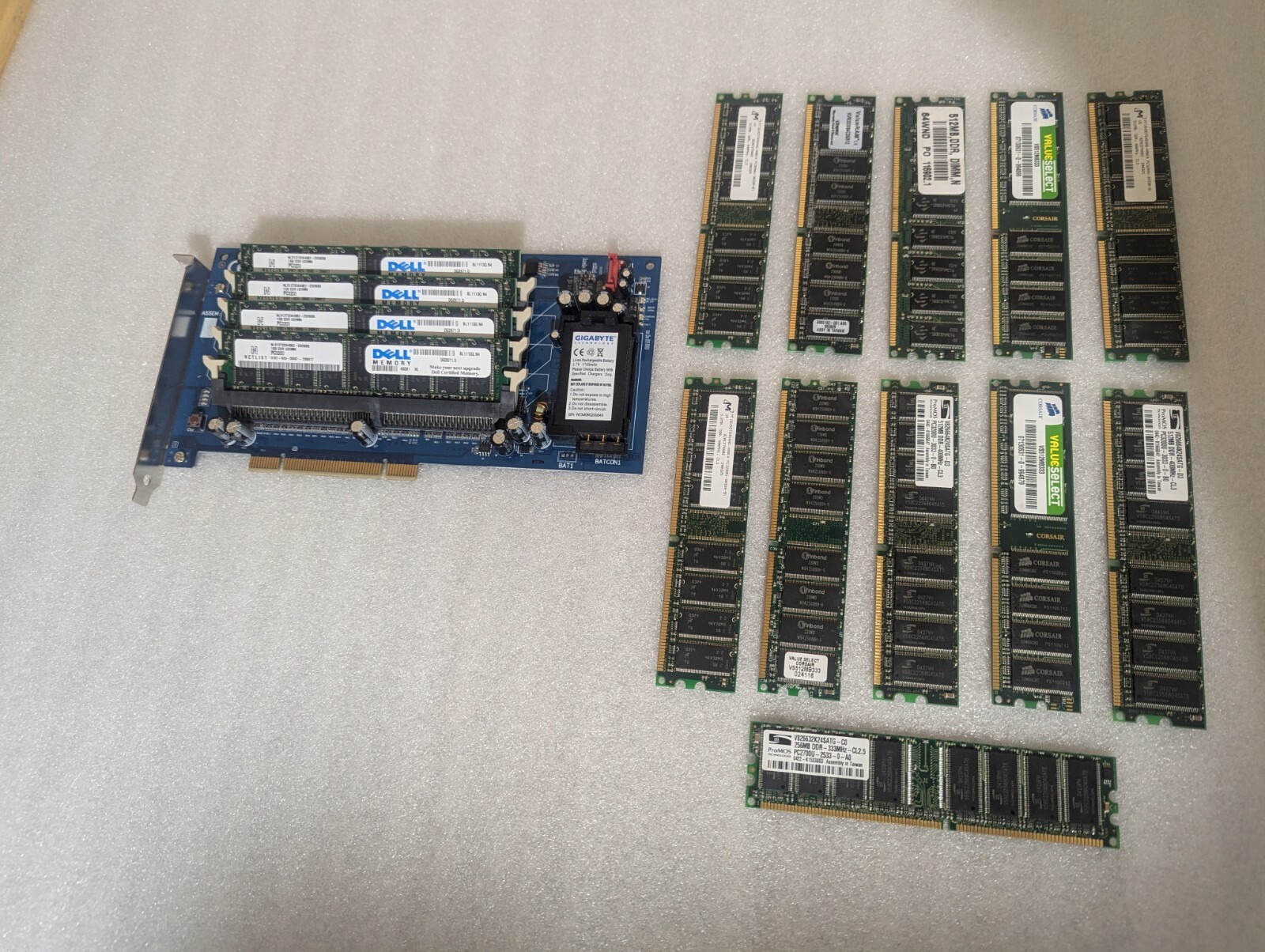 RARE VTG TESTED LOOK 4GB GIGABYTE RAM Drive i-RAM RAMDISK PCI Card +BONUS MEMORY