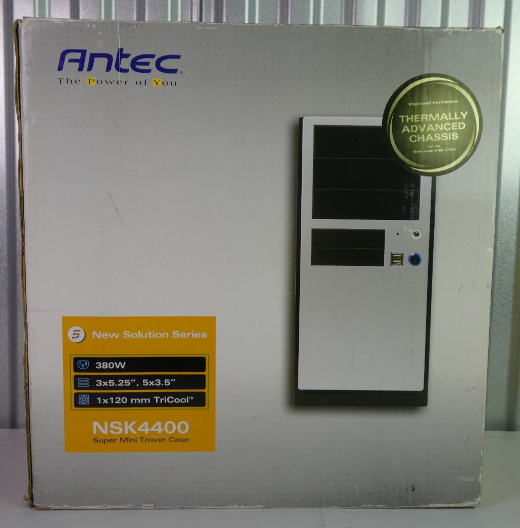 2000s Antec NSK4400 Solution Series Steel ATX Tower Computer Case Black/Silver 2000s Antec NSK4400 Solution Series Steel ATX Tower Computer Case Black/Silver