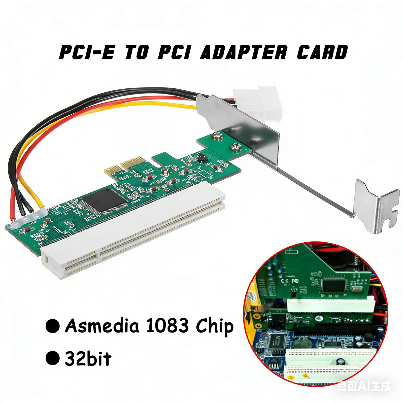 PCI-e PCI Express to PCI Adapter Card Riser Extender 32bit Asmedia 1083 Chip PCI-e PCI Express to PCI Adapter Card Riser Extender 32bit Asmedia 1083 Chip