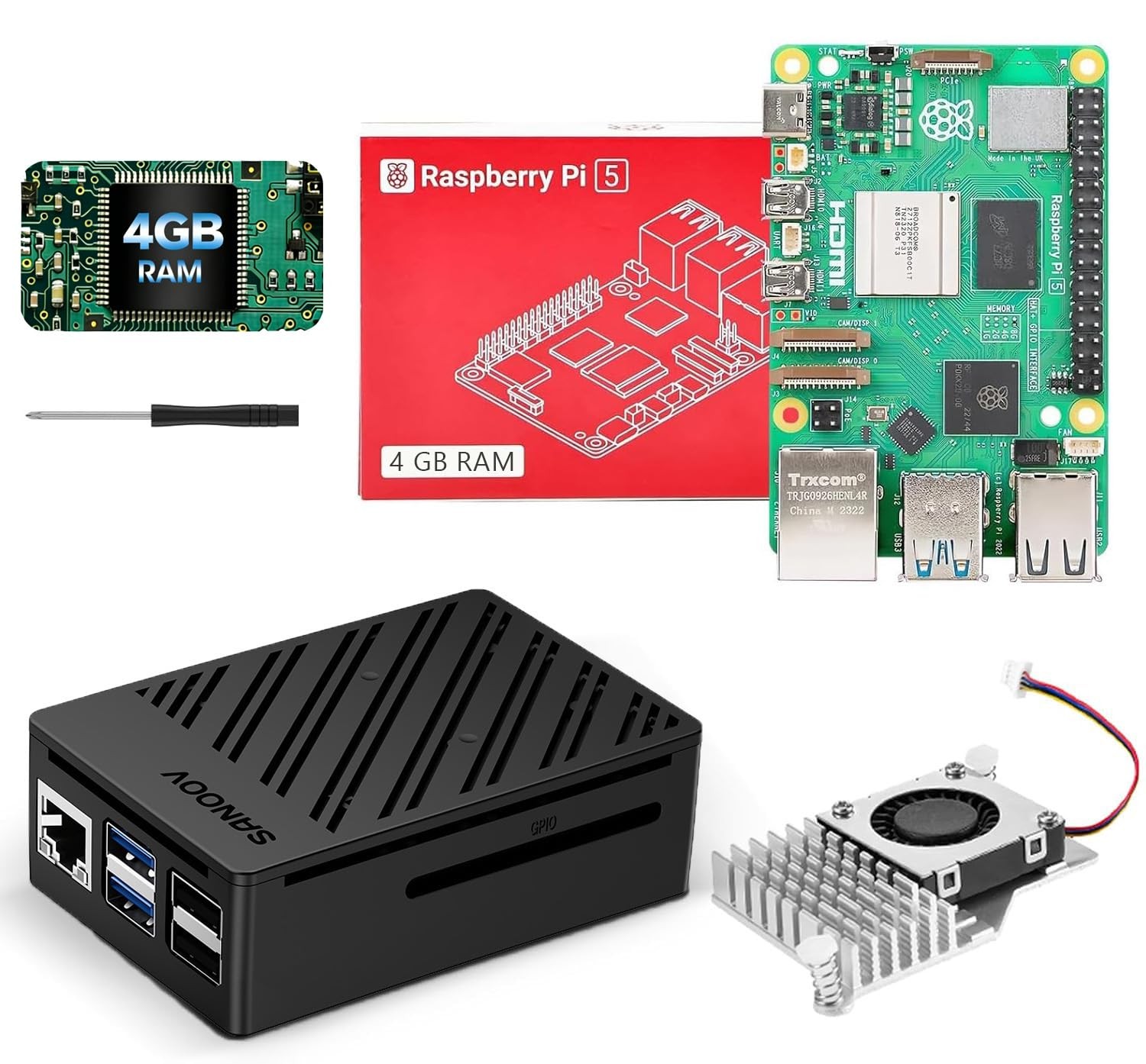 Raspberry Pi 5 4GB Kit Single Board Computer w/ Active Cooler & ABS Case Black Raspberry Pi 5 4GB Kit Single Board Computer w/ Active Cooler & ABS Case Black