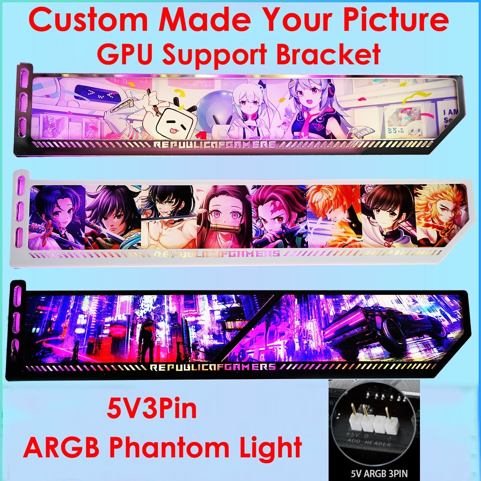 Custom Your Picture GPU Anti Sag Support A RGB GPU Bracket Anime Gaming PC Case