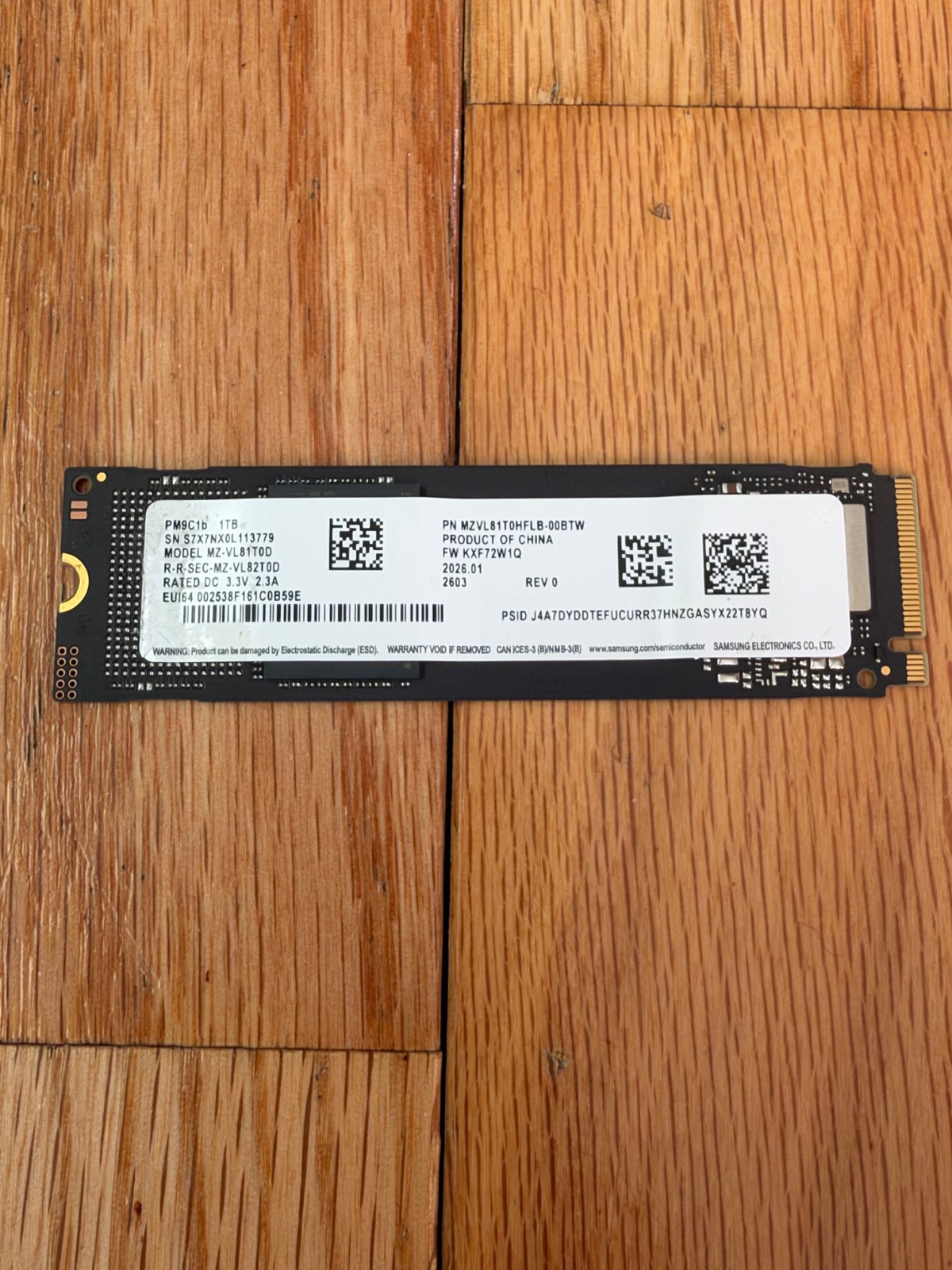 Samsung 2280mm PM9C1b 1TB M.2 NVMe Gen 4.0 x 4 SSD MZ-VL81T0D Samsung 2280mm PM9C1b 1TB M.2 NVMe Gen 4.0 x 4 SSD MZ-VL81T0D