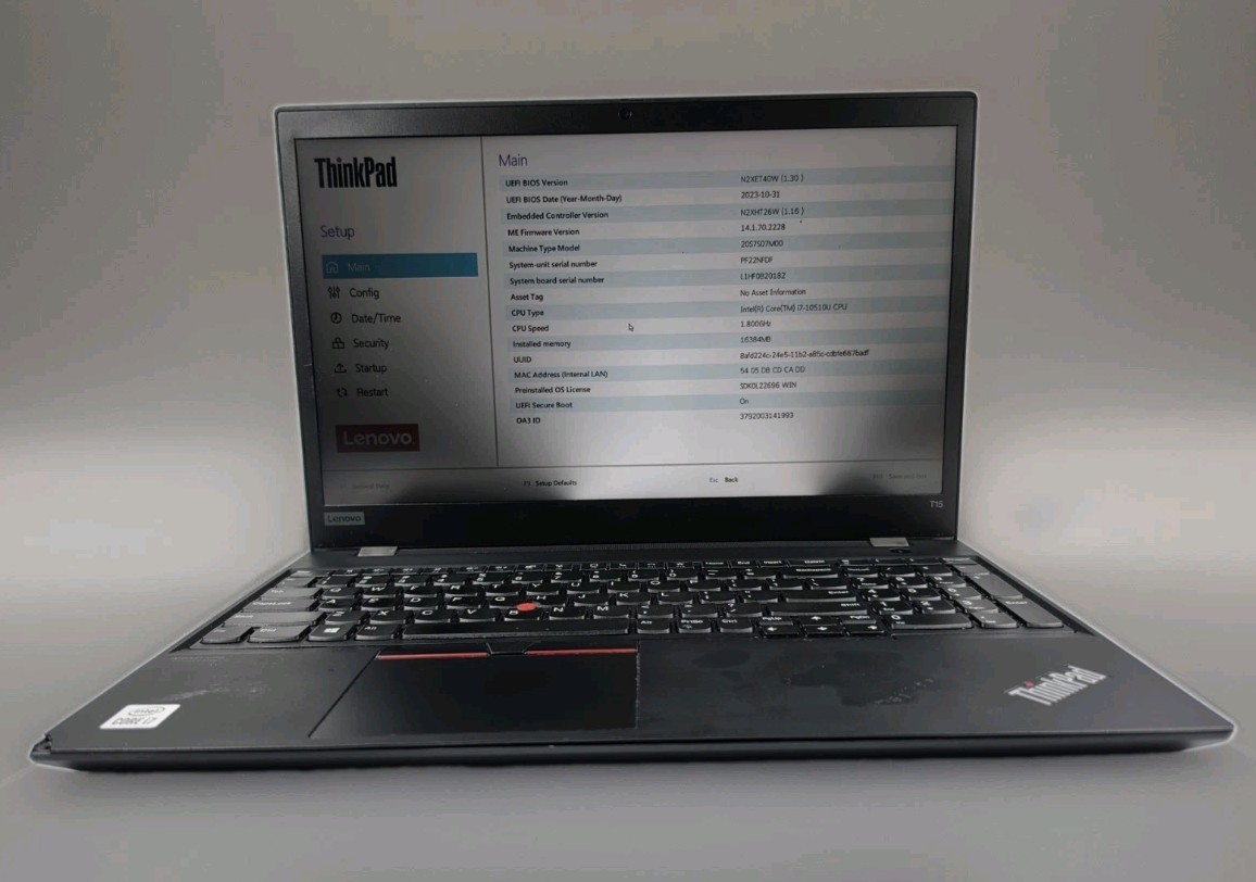 Lenovo ThinkPad T15 Gen 1 i7-10510U 1.80 GHz 16 GB DDR4 Motherboard Laptop Lenovo ThinkPad T15 Gen 1 i7-10510U 1.80 GHz 16 GB DDR4 Motherboard Laptop