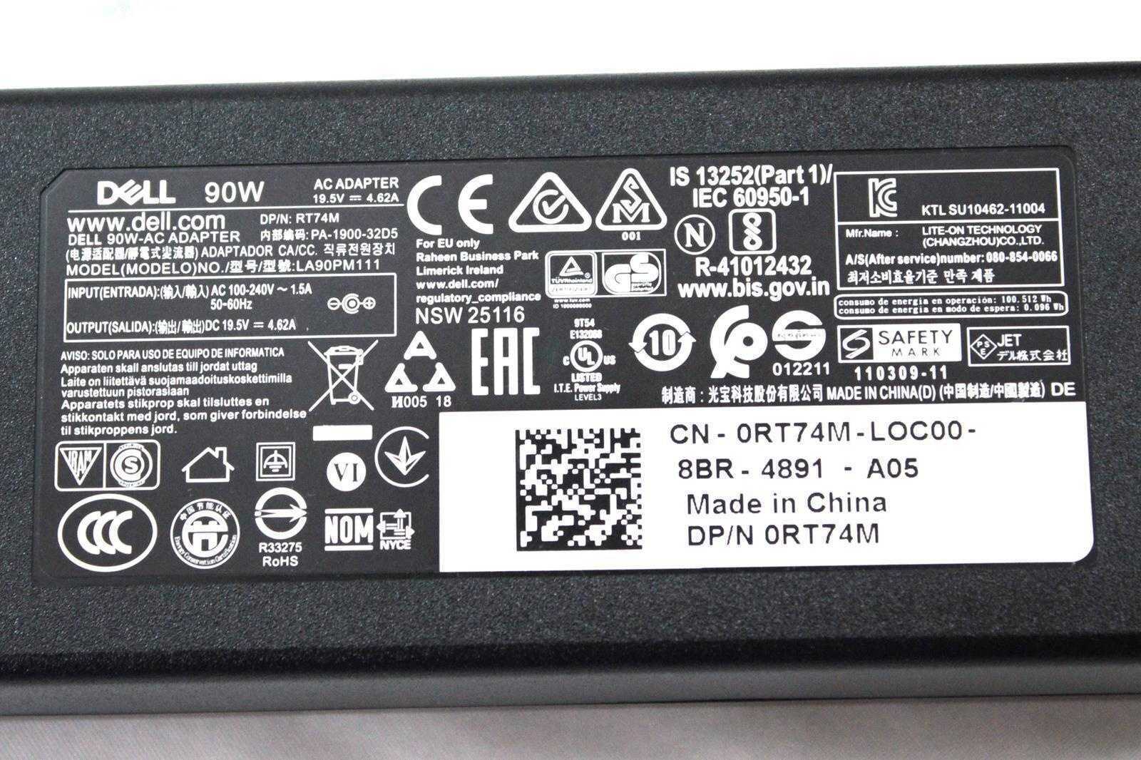 Genuine Dell OEM 19.5V 90W AC Power Adapter Charger Precision XPS SmallTip 4.5mm