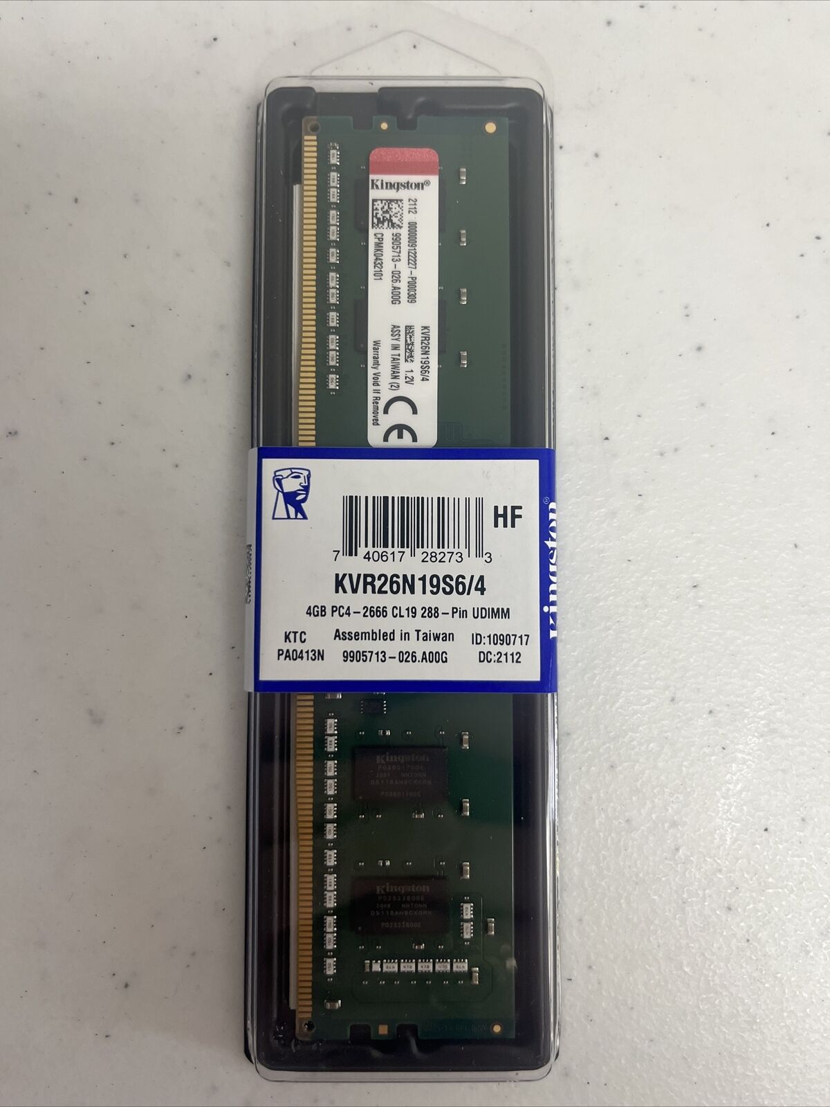 Kingston ValueRAM 4GB DDR4 SDRAM Memory Module (KVR26N19S6/4)