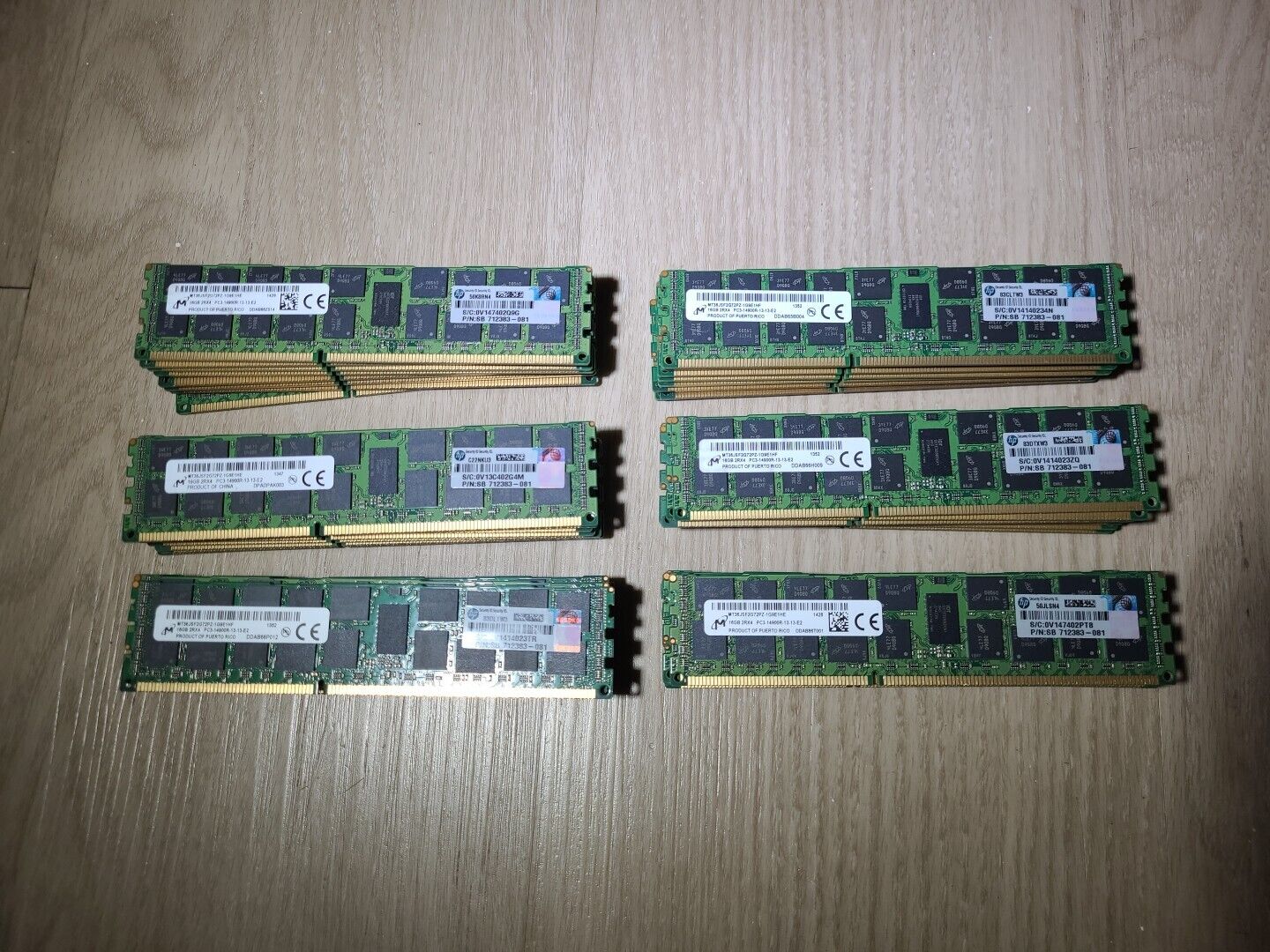 Lot of 48 x 16GB Micron 2Rx4 PC3L-14900 MT36JSF2G72PZ Server Memory DDR3L-1866