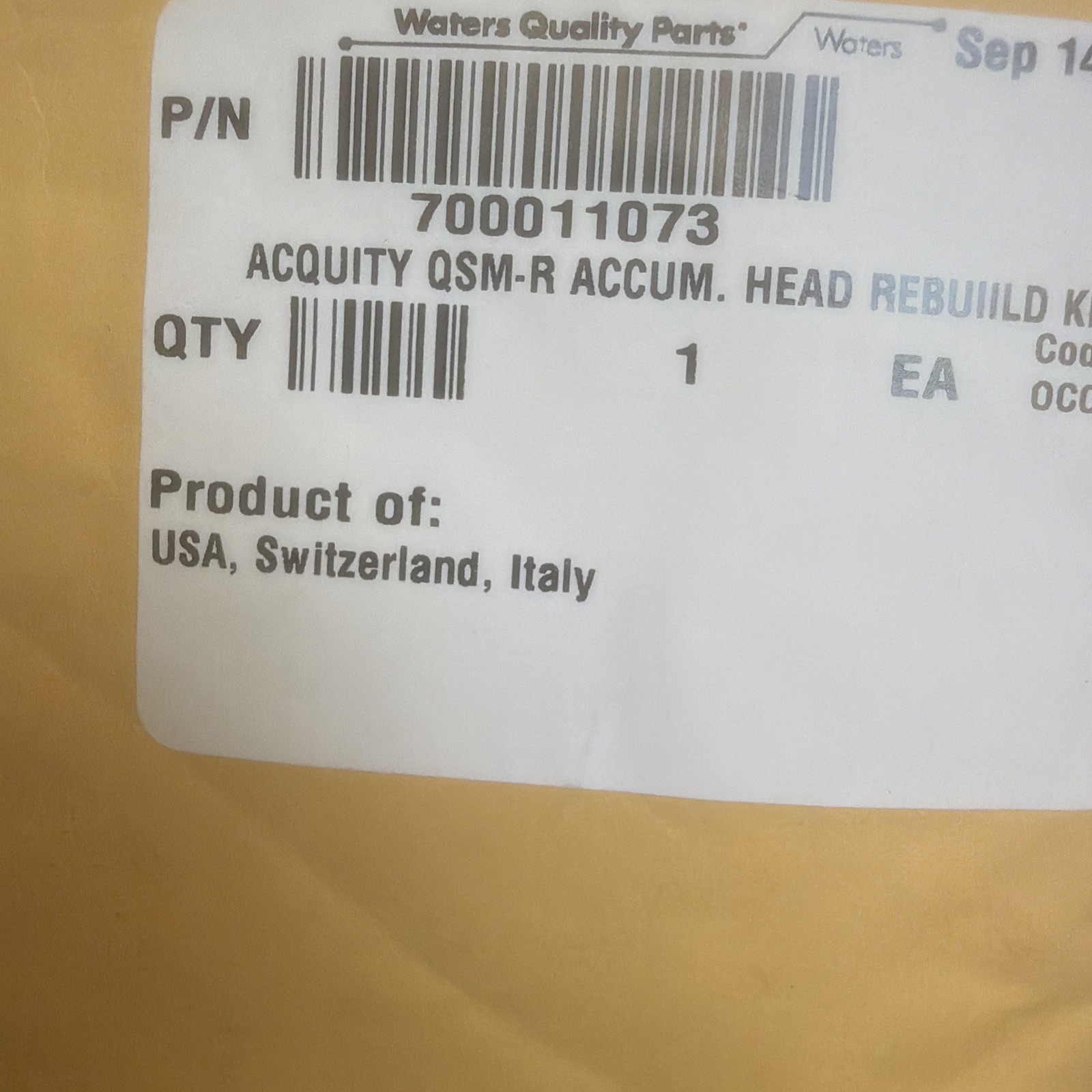 1PC Brand New Waters 700011073 Acquity QSM ACCUM Head REBUILD kit 1PC Brand New Waters 700011073 Acquity QSM ACCUM Head REBUILD kit
