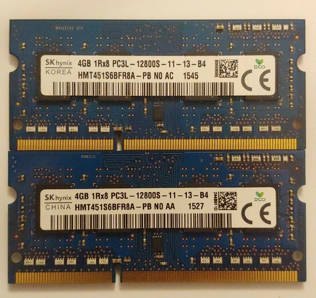 SK hynix 4gb 1RX8 PC3L-12800S-11-13-B4 HMT451S6BFR8A-PB N0 AA *LOT OF 2*