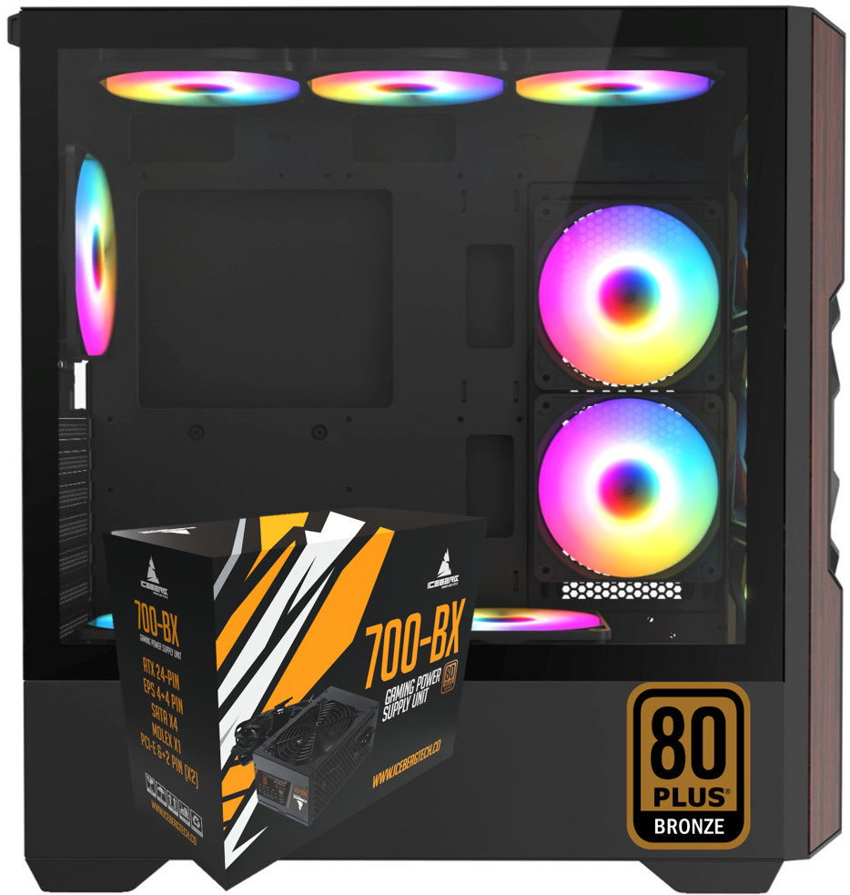 Iceberg Gaming PC Case Wood Vector seven aRGB fans Full Tower EATX With 700W PSU Iceberg Gaming PC Case Wood Vector seven aRGB fans Full Tower EATX With 700W PSU