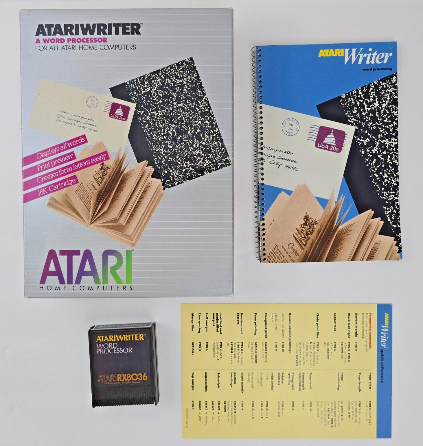 Atari Atariwriter Word Processor Computer Software Cartridge CIB Works Vintage