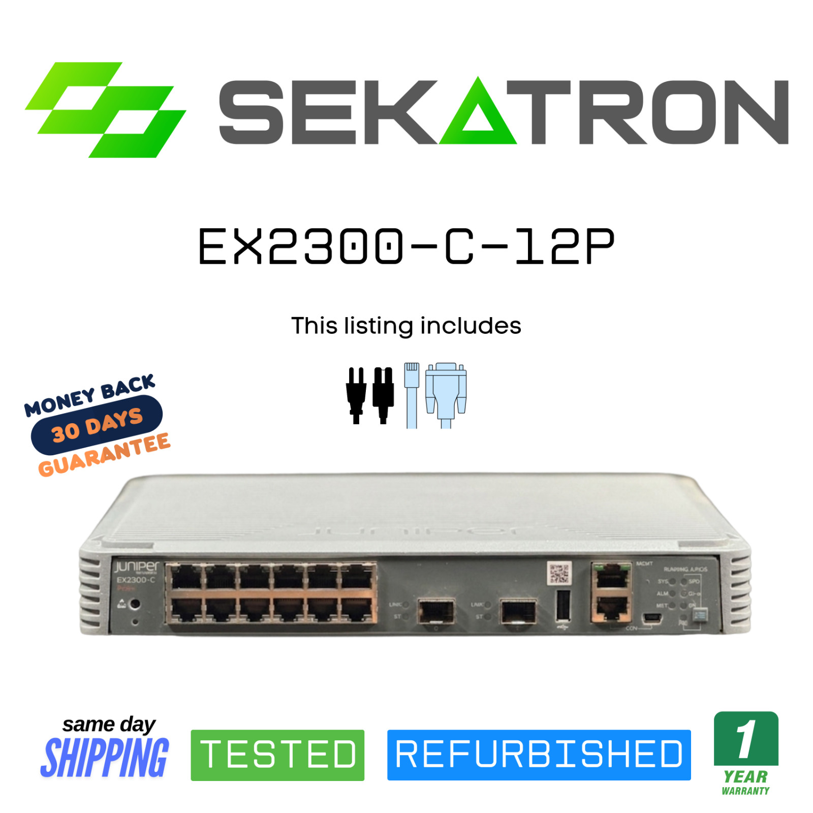 🔀 Juniper Networks EX2300-C-12P 12× Gigabit PoE+ • 2× 10G SFP+ Compact Switch ⚡