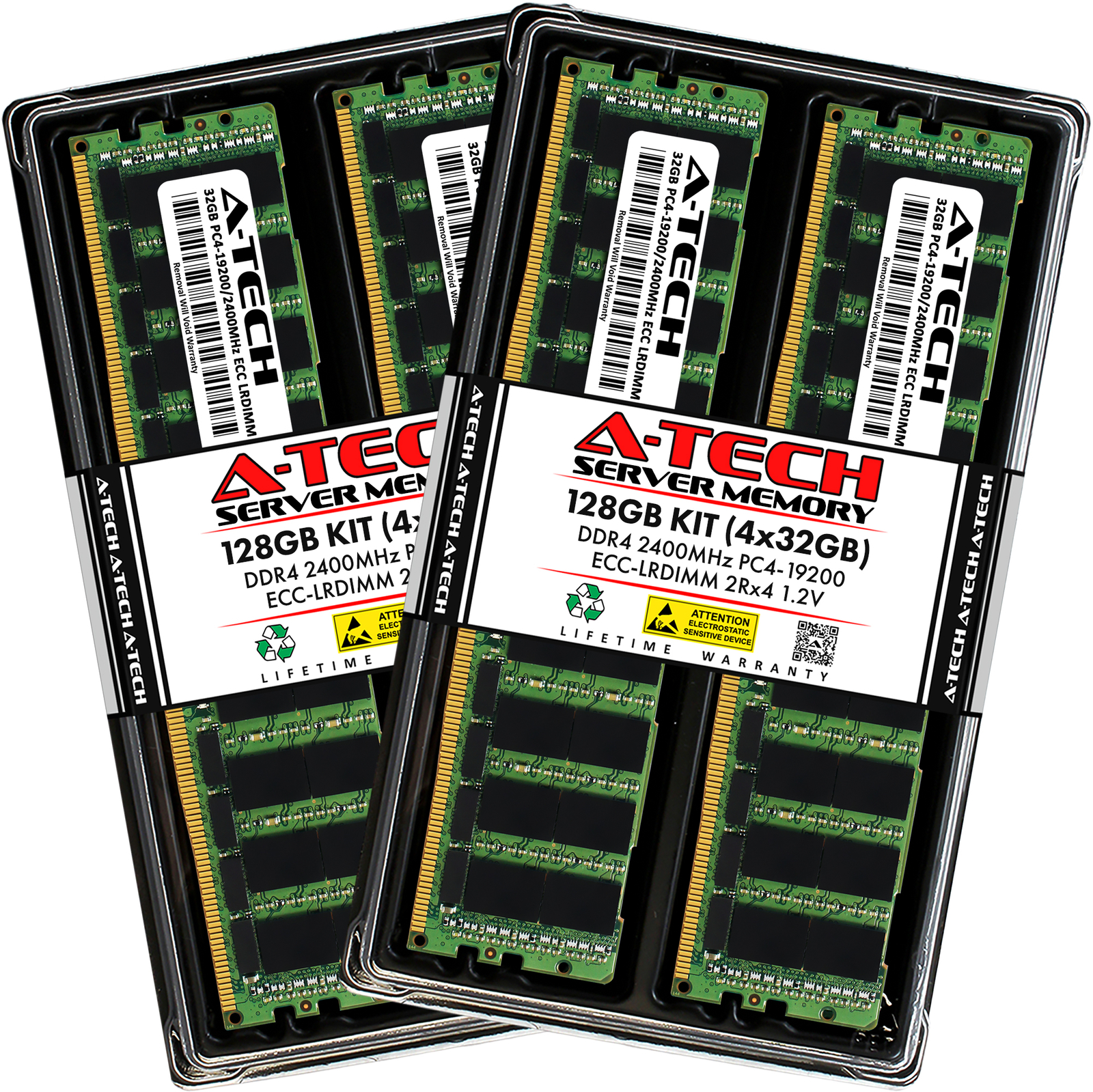 A-Tech 128GB Kit 4x32GB 2Rx4 PC4-19200 ECC LRDIMM DDR4 2400MHz Server Memory RAM A-Tech 128GB Kit 4x32GB 2Rx4 PC4-19200 ECC LRDIMM DDR4 2400MHz Server Memory RAM