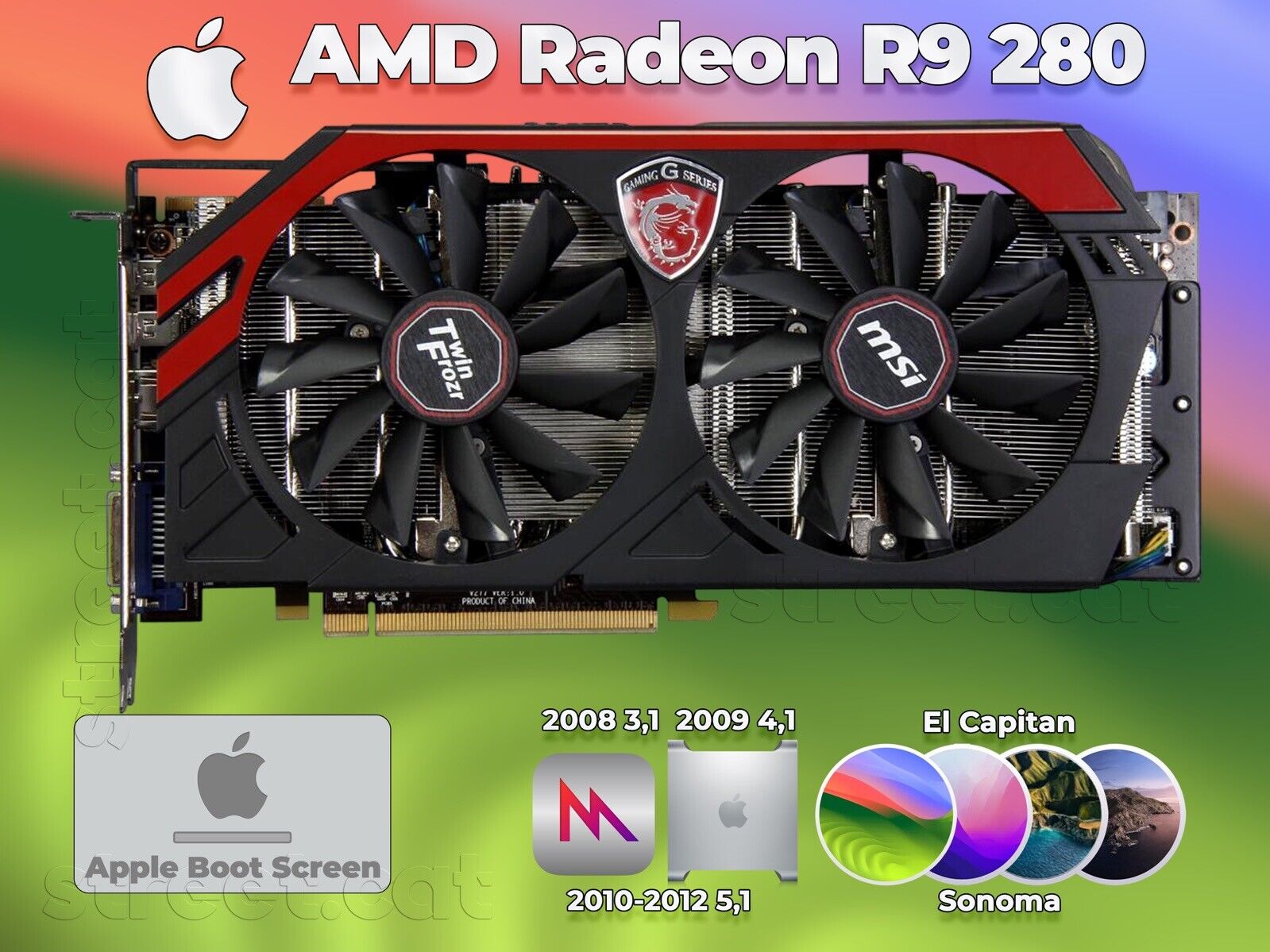  AMD Radeon R9 280 3GB Video Card Apple Mac Pro 4K Sonoma Metal Overclocked 
