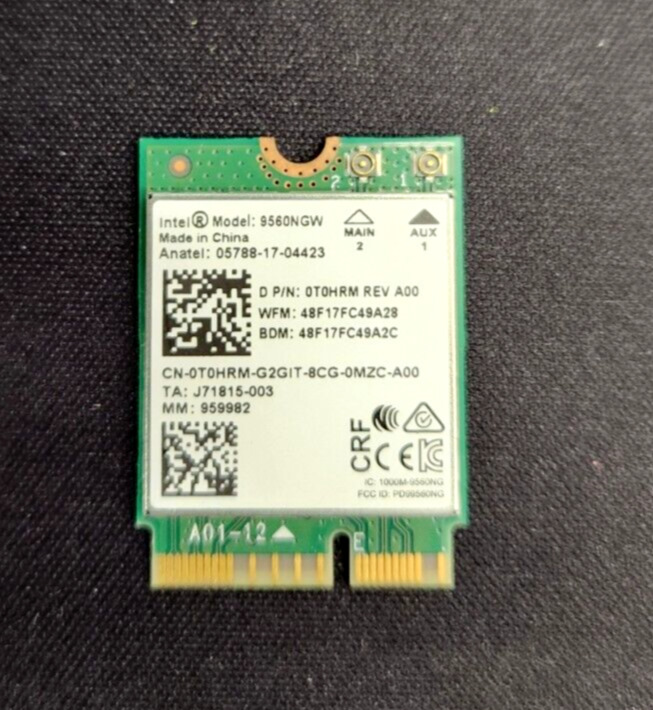 Intel 9560NGW AC9560 Wireless WLAN WiFi Card 802.11ac NGFF 2.4G/5G, Bluetooth