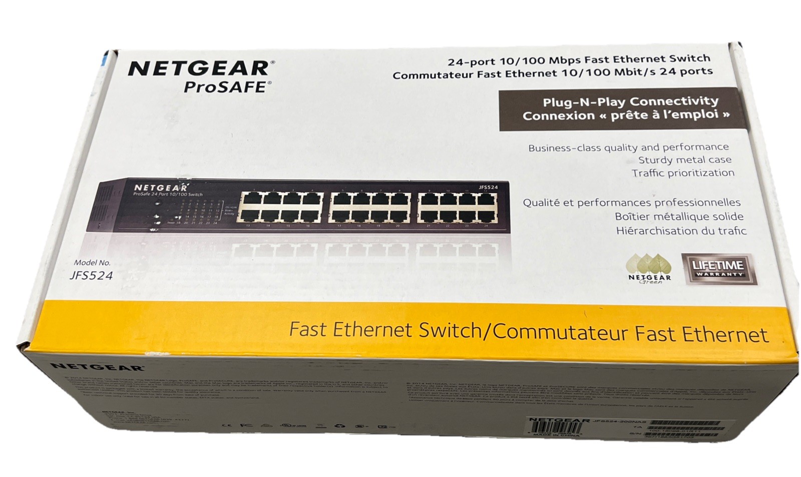 Netgear JFS524 ProSafe 24-Port 10/100 Mbps Fast Ethernet Switch Original Sealed Netgear JFS524 ProSafe 24-Port 10/100 Mbps Fast Ethernet Switch Original Sealed