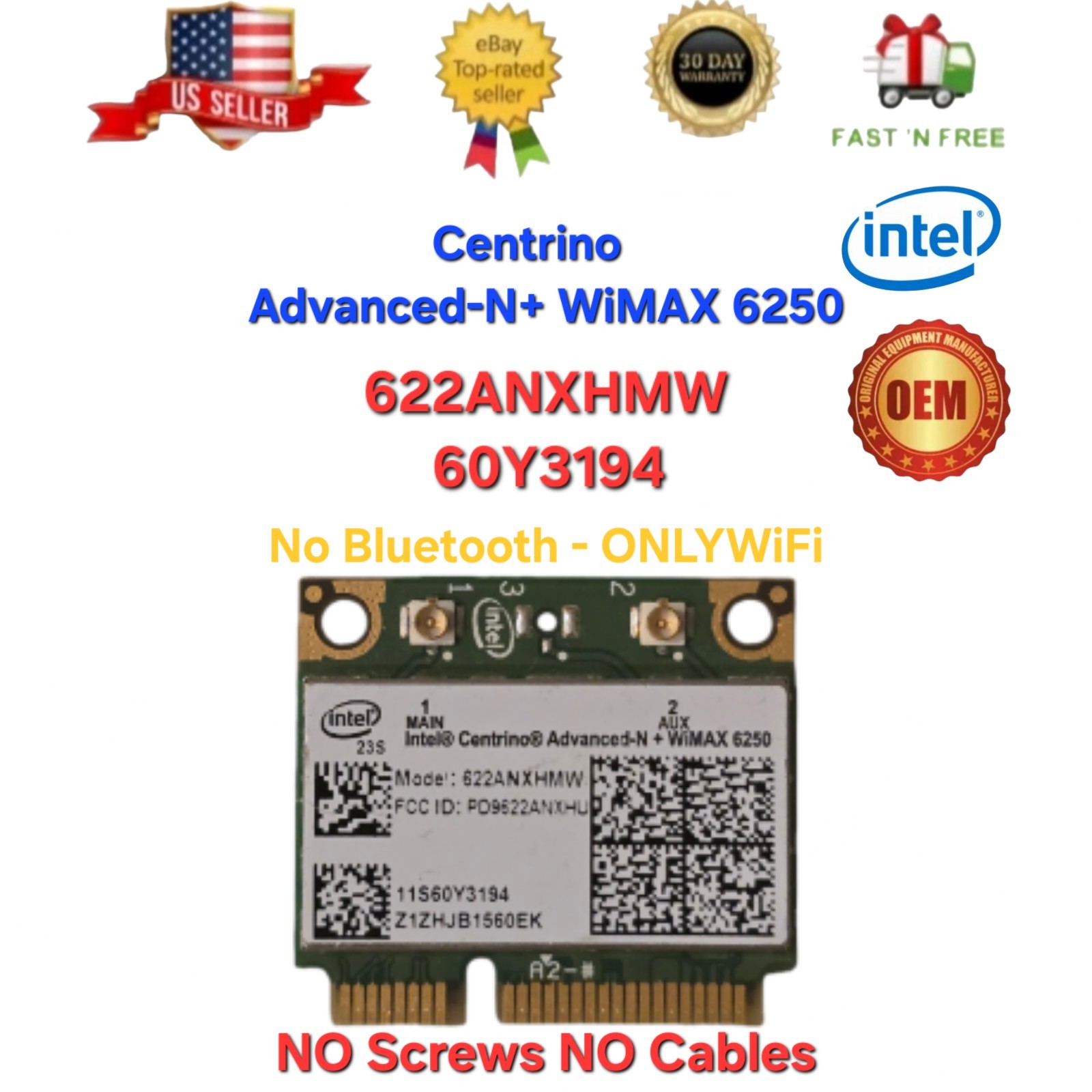Intel Centrino Advanced-N + WiMAX 6250 Half Mini PCIe WiFi Card 622ANXHMW 802.11 Intel Centrino Advanced-N + WiMAX 6250 Half Mini PCIe WiFi Card 622ANXHMW 802.11