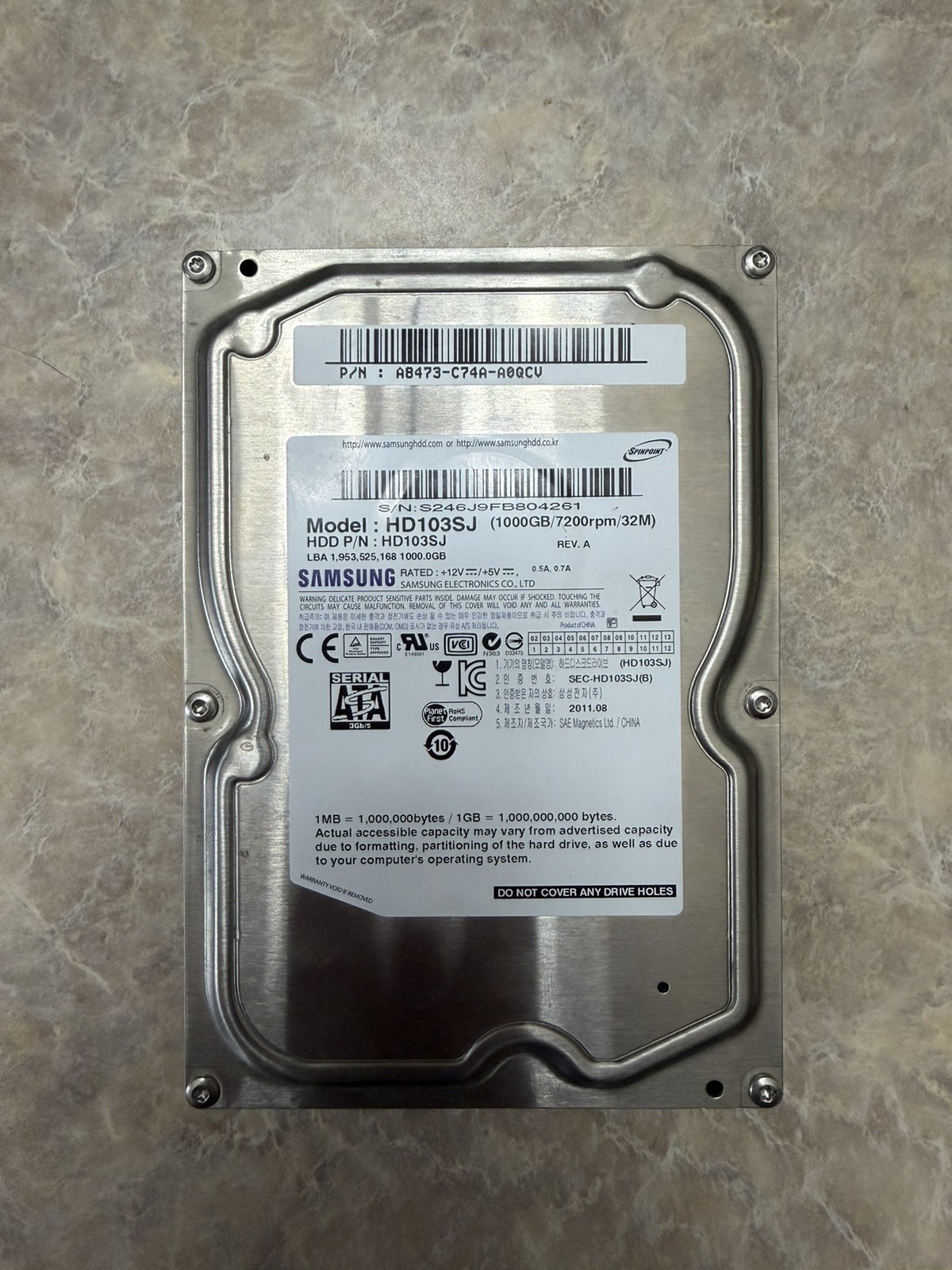Samsung HD103SJ SpinPoint F3 1TB 7200RPM 3.5