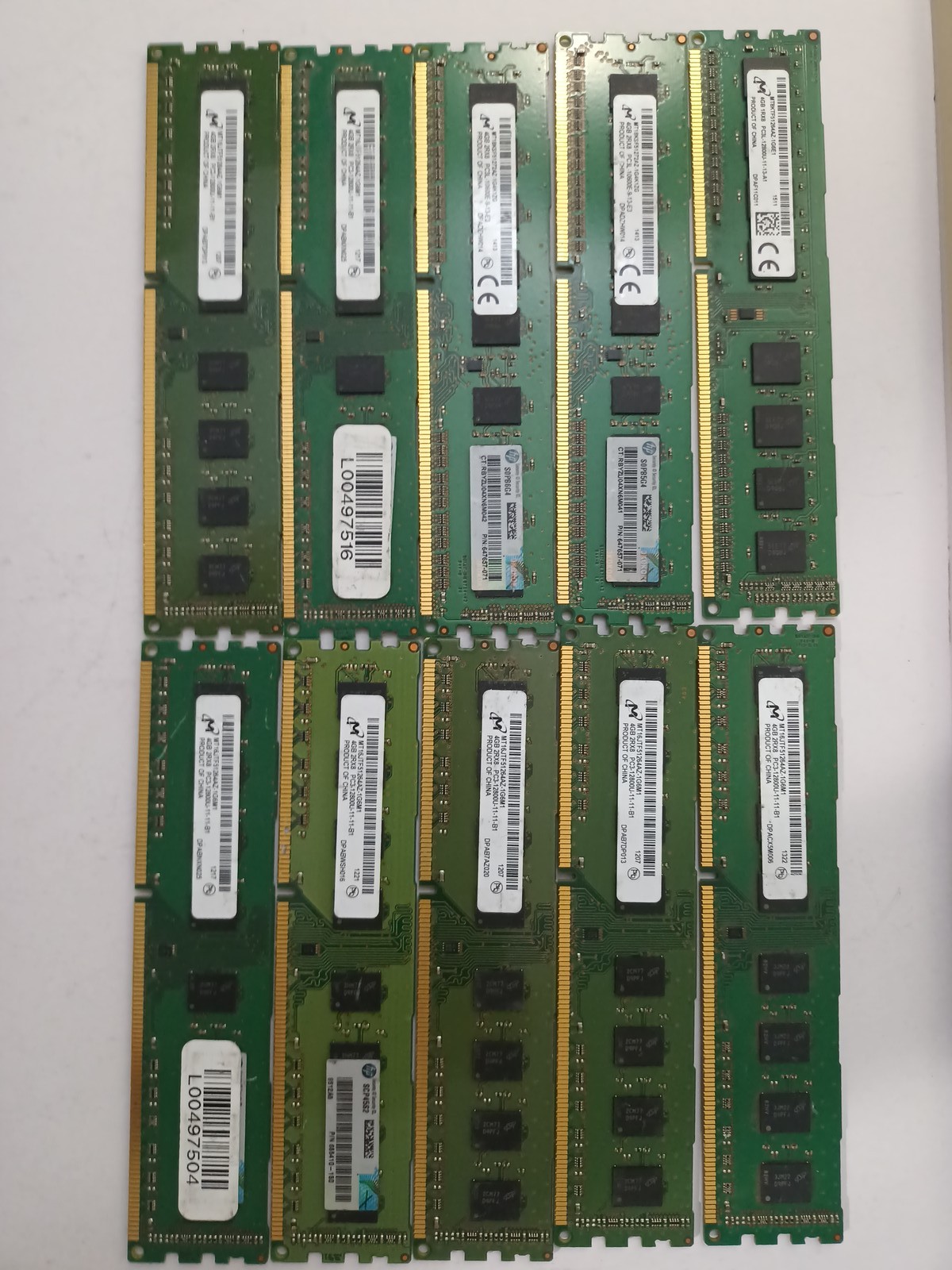 (Lot of 10) MICRON 4GB 2RX8 PC3-12800U-11 / PC3L-10600E-9-13 / 1RX8 PC3L-12800U1 (Lot of 10) MICRON 4GB 2RX8 PC3-12800U-11 / PC3L-10600E-9-13 / 1RX8 PC3L-12800U1