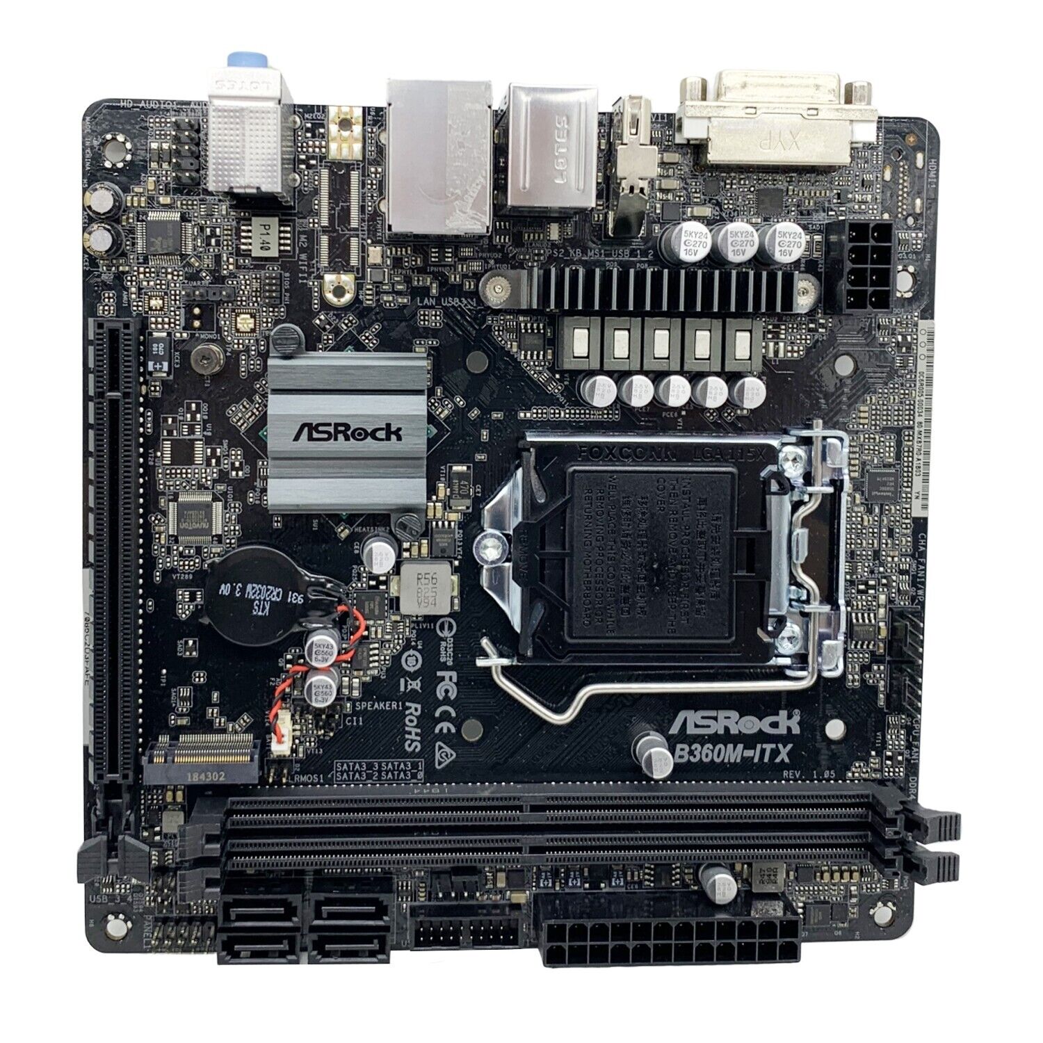 ASRock B360M-ITX Motherboard Mini-ITX Intel B360 LGA1151 DDR4 SATA3 DP DVI-I+I/O