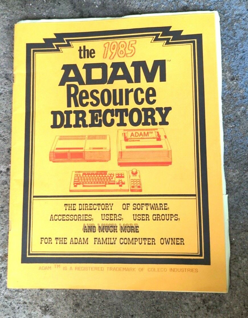 Coleco ADAM Resource Directory Guide Manual Book1985