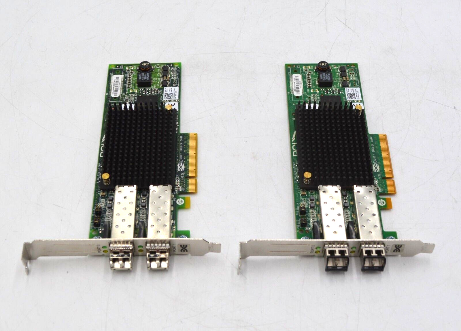 Lot of 2 Dell Emulex LPe12002-E 8GB Dual Channel PCI-e FC Host Bus Adapter C856M