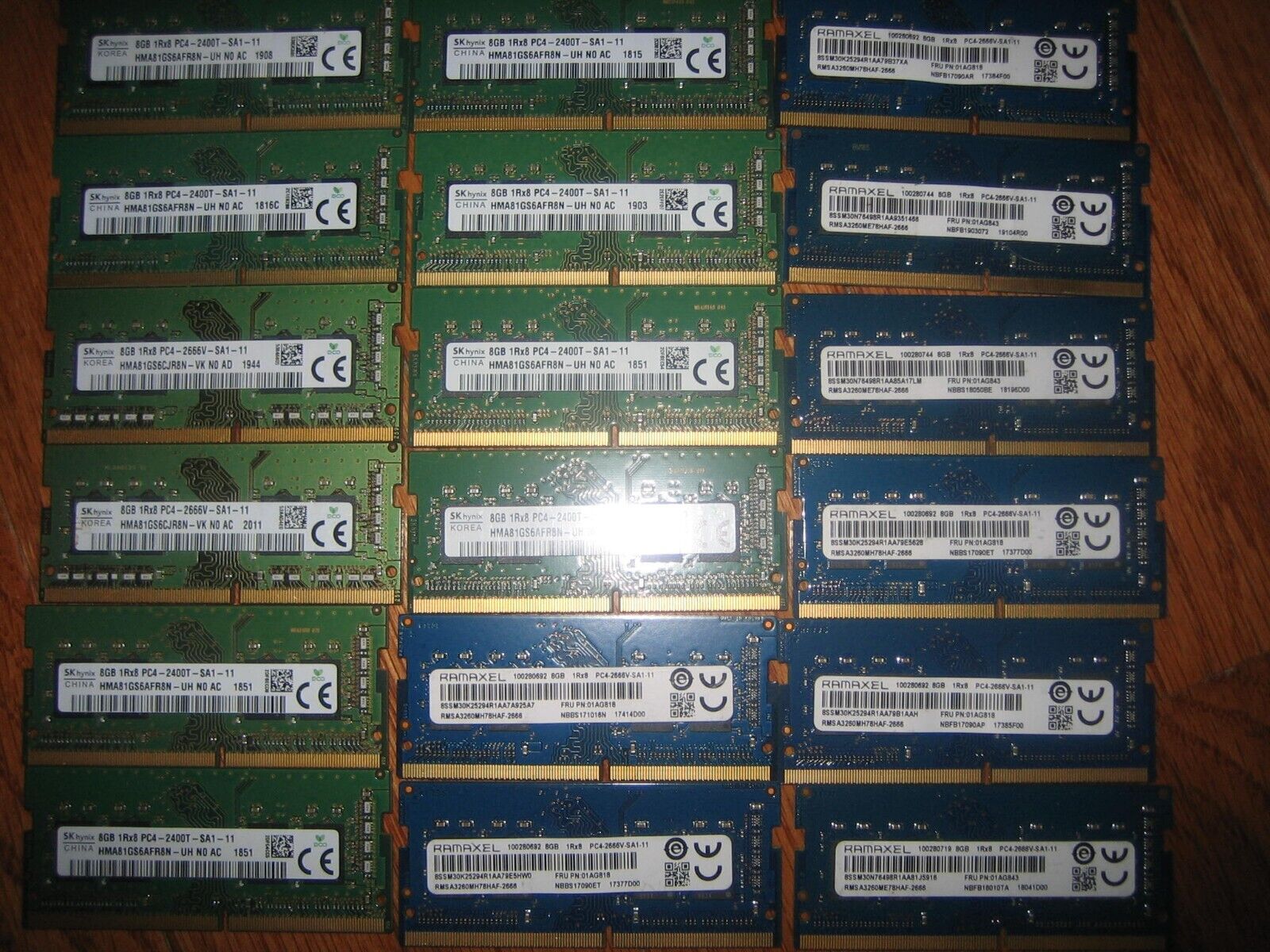 Lot of 18 8GB 1Rx8 PC4-2400T/2666V DDR4 SODIMM Memory For Laptops