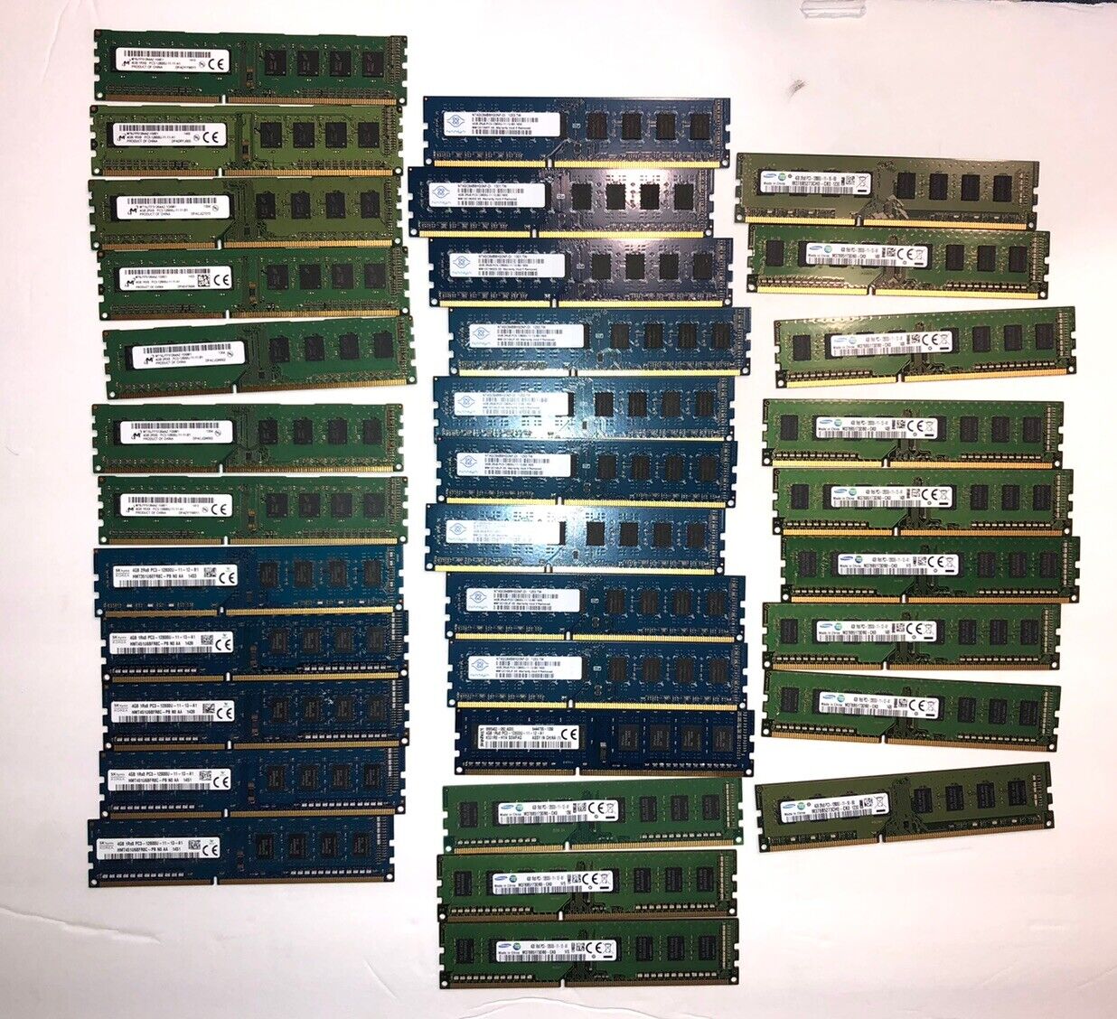 Lot of 34 MAJOR Brands 4GB DDR3 PC3 12800u DESKTOP RAM 1.5v - 136GB Total TESTED