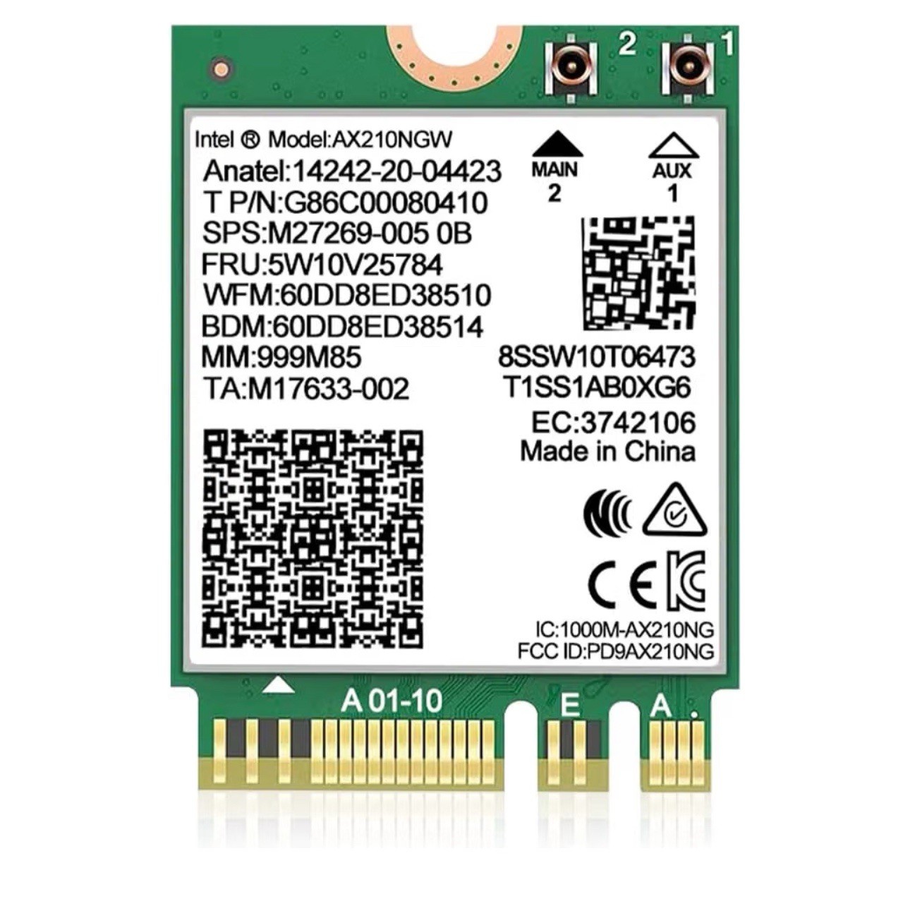 NICGIGA Intel AX210 WiFi 6E Wireless Card Bluetooth 5.3 M.2 NGFF Tri-Band New