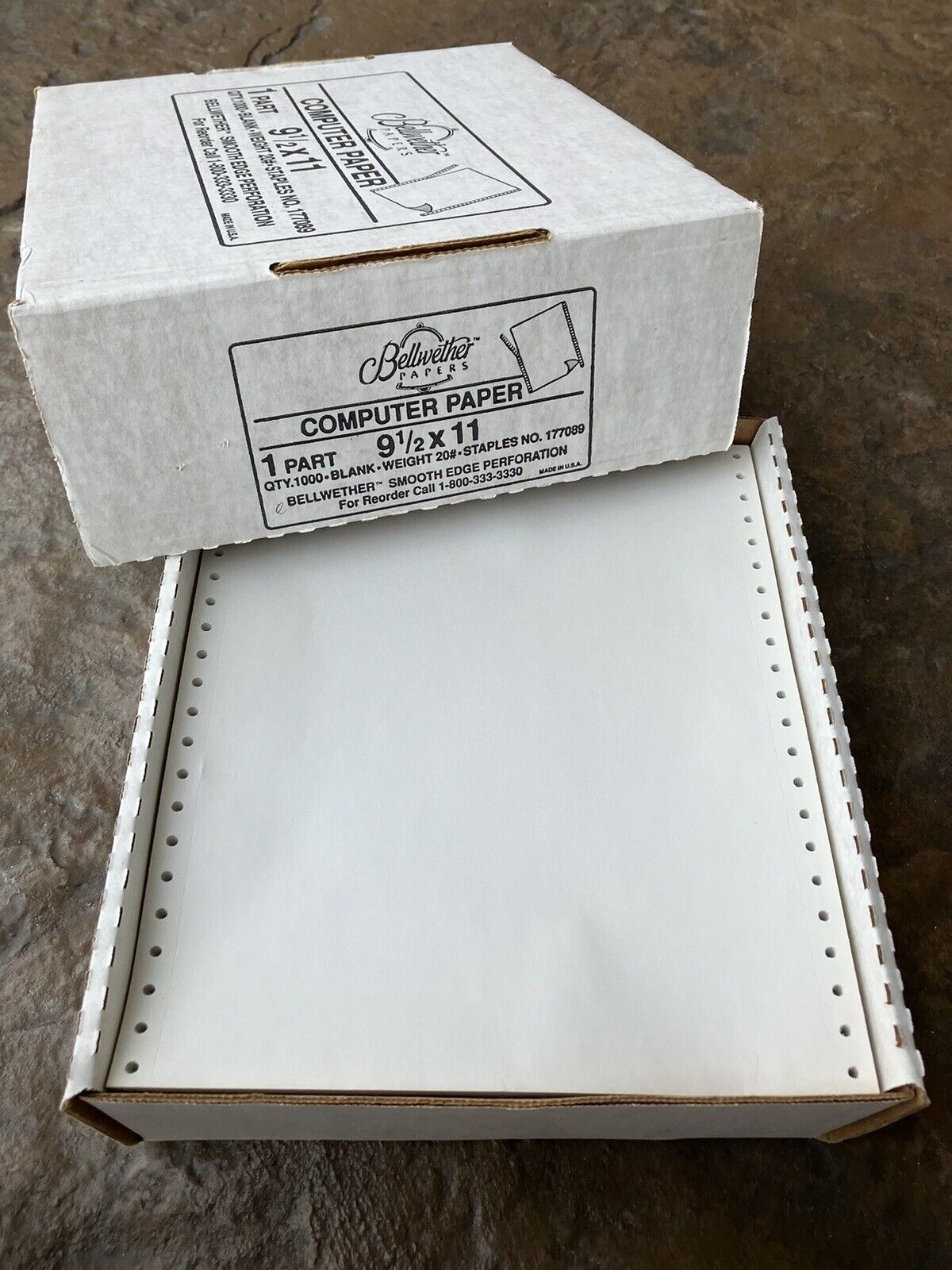 Bellwether Continuous Dot Matrix Tractor Feed Vintage Printer Paper 9.5 x 11 20#