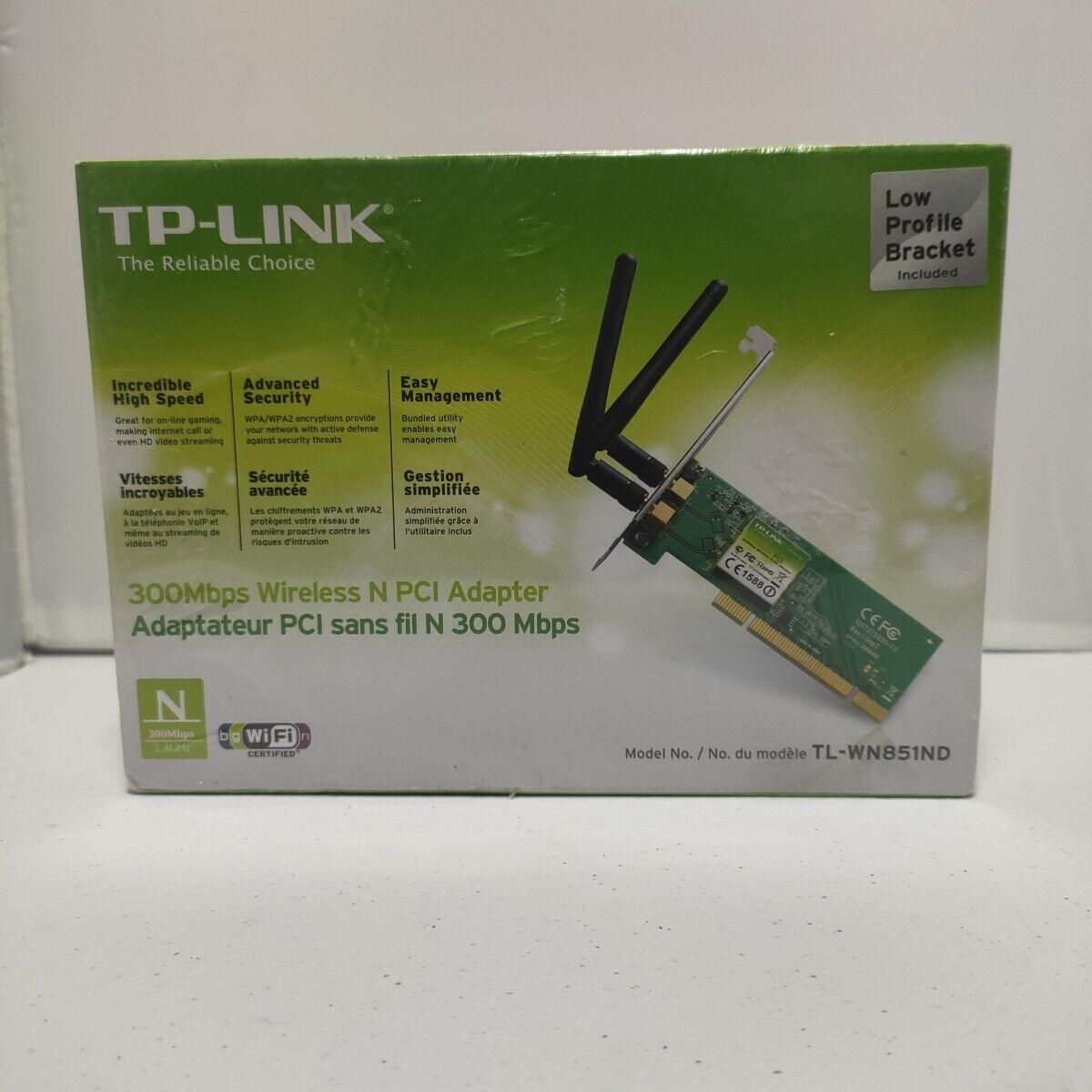 TP-Link Wireless N300 PCI Adapter, 2.4GHz 300Mbps -(TL-WN851ND)
