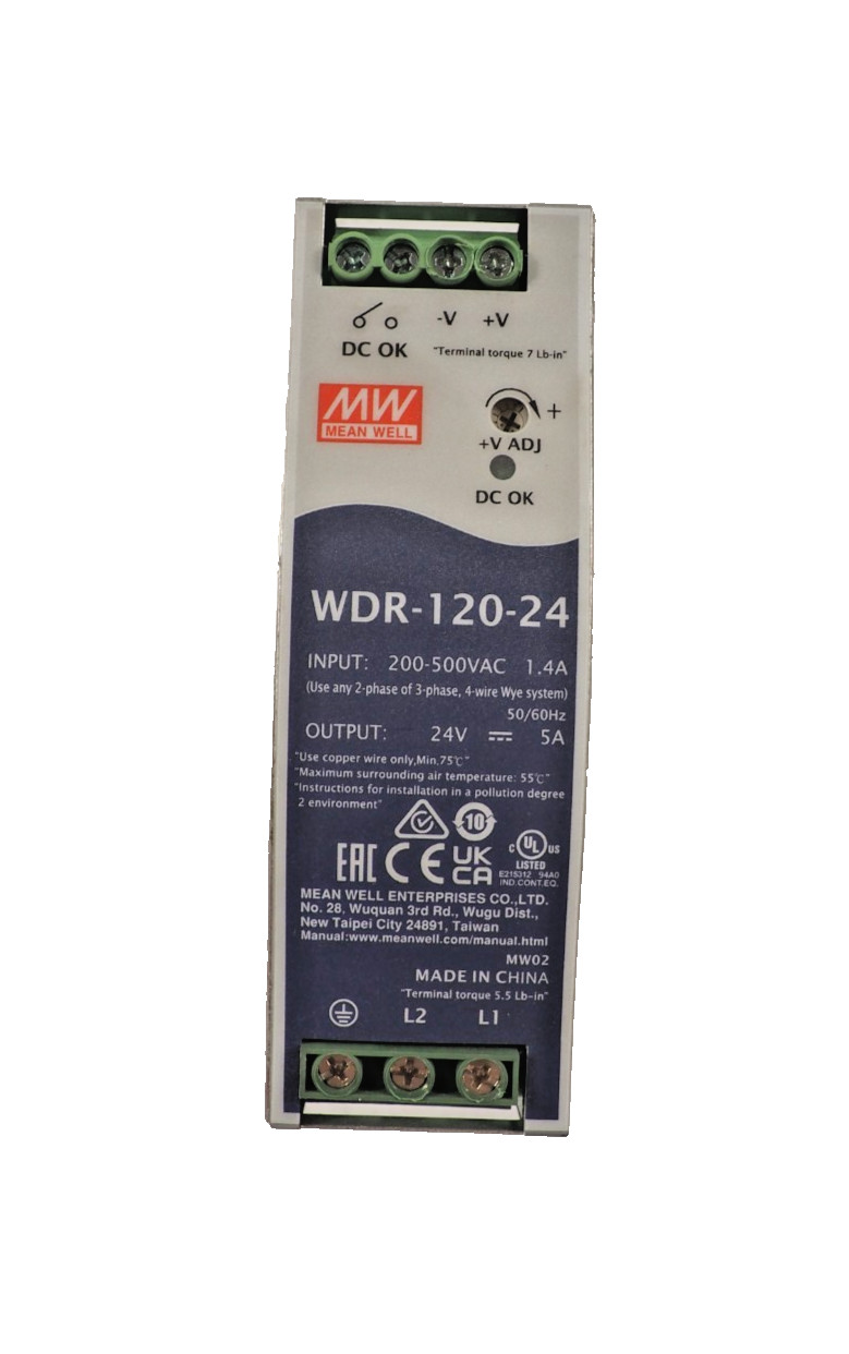 MW Mean Well WDR-120-24 Din Rail 24V 5A Industrial Power Supply MW Mean Well WDR-120-24 Din Rail 24V 5A Industrial Power Supply